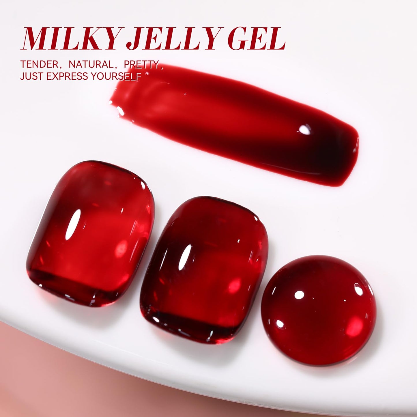 Born Pretty UV Nagellack Milky Jelly Milchig Burgunderrot 15ml - Gel Nagellack UV Transparentes Weinrot Transparent Natur UV LED Soak off Manicure Gel Lacquer Varnish