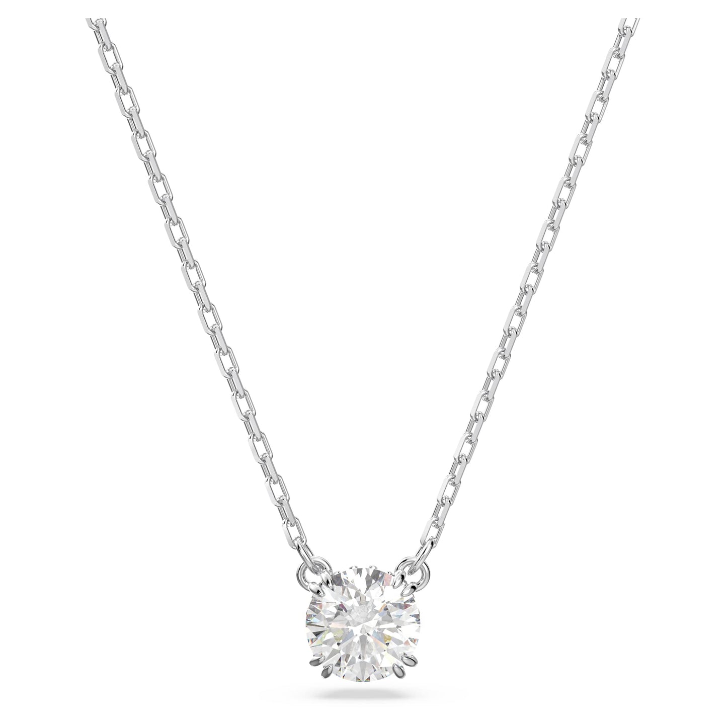 Swarovski Stilla Anhänger, Rhodinierte Damenhalskette mit Klaren Swarovski Kristallen