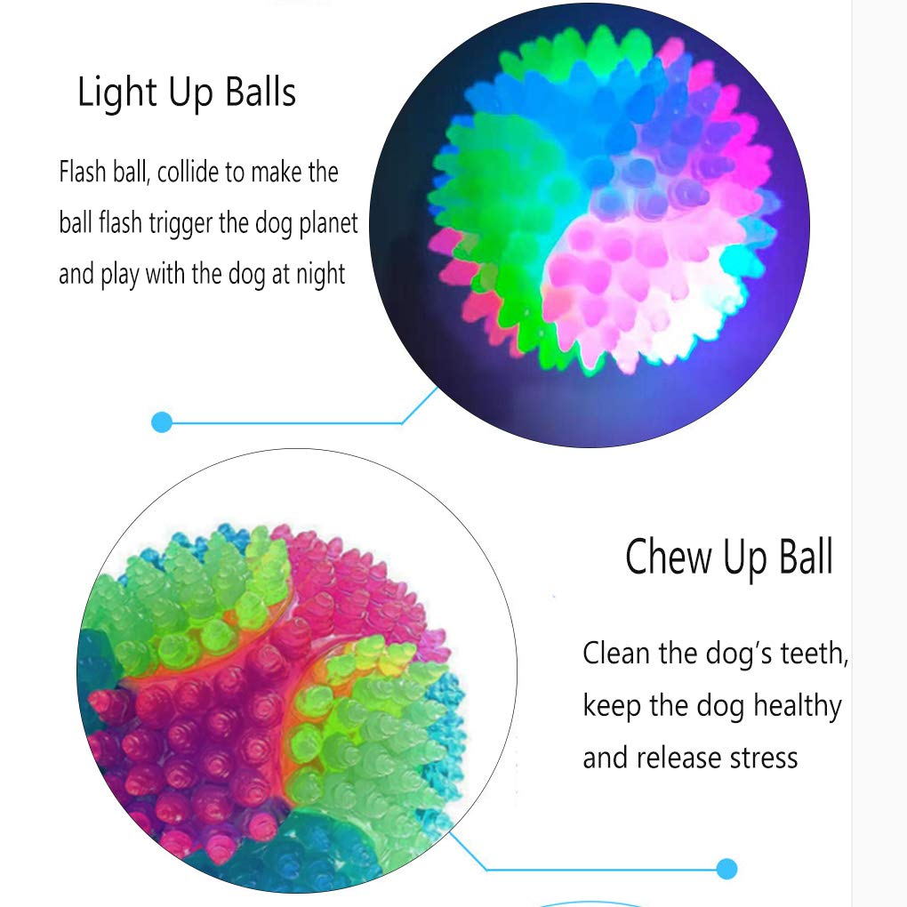 FineInno 4 pcs Leuchtball,Stachelball Hund,Leuchtender Hundeball,Ball für Hunde,Dog Ball 