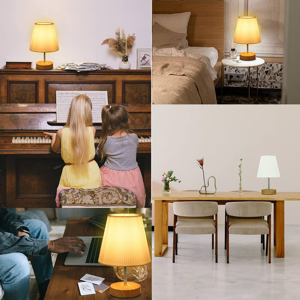 Nachttischlampe Touch Dimmbar, HSLighting Tischlampe Touch Dimmbare Glühbirne 3 Helligkeitsstufen Einstellbar Schreibtischlampe Minimalistische Tischleuchte für Nachttisch Schlafzimmer Lesen Wohnzimme