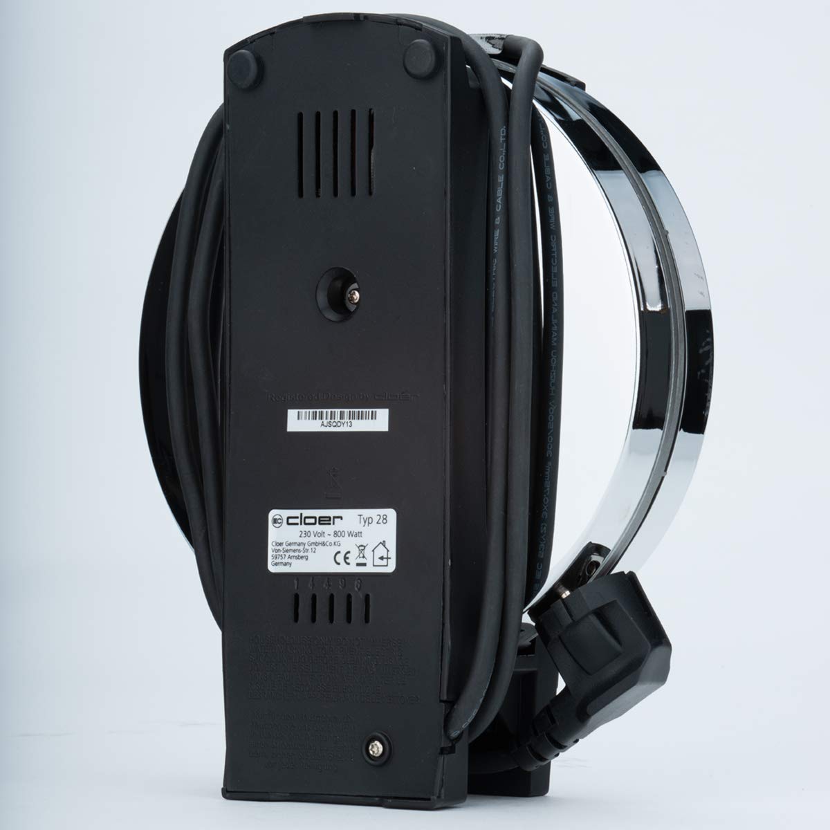 Cloer 285 Hörncheneisen für hauchdünne, knusprige Hörnchen, 800 W, Backfläche 15 cm Durchmesser, schwere Backplatten, stufenlos wählbarer Bräunungsgrad, Signalton, Edelstahlgehäuse, Edelstahl, Chrom