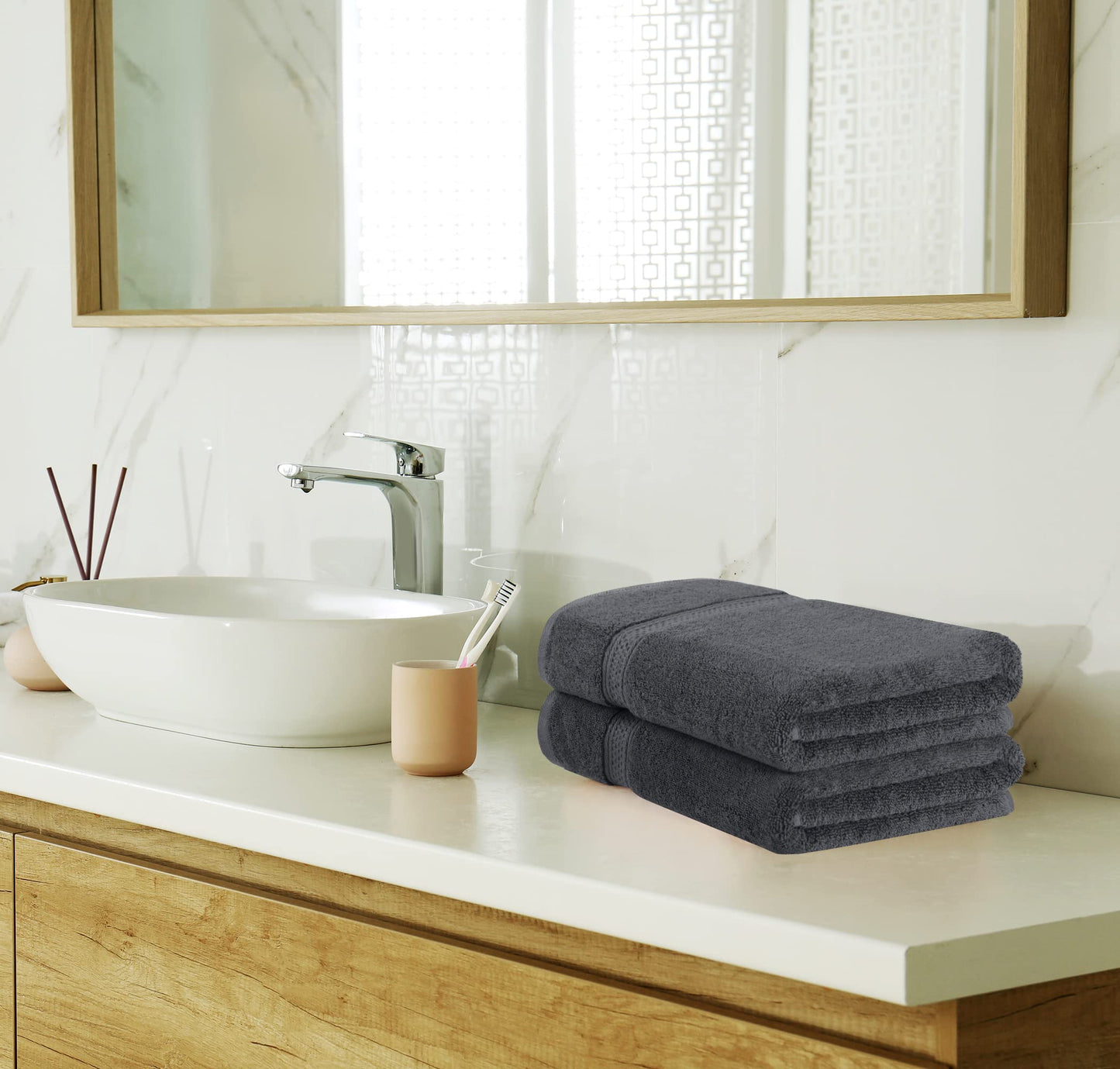 Utopia Towels 8 teilig Handtücher Set aus Baumwolle mit Aufhänger 2 Badetuch, 2 Handtücher und 4 Washclappen (Grau)