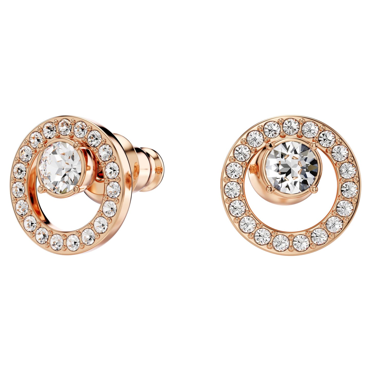 Swarovski Creativity Ohrstecker, Rund, Weiss, Roségold-Legierungsschicht