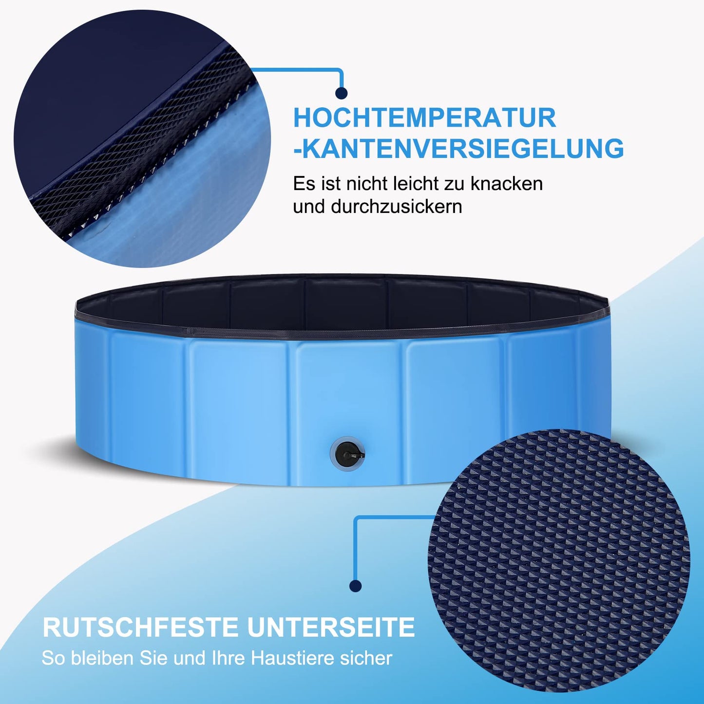 Ezilif Hundepool für Große & Kleine Hunde, Faltbare Hunde Pool rutschfest, 80 x 20cm Schwimmbecken für Hunde Verdickt PVC, Planschbecken Hund Verschleißfest, Hundebadewanne Swimmingpool