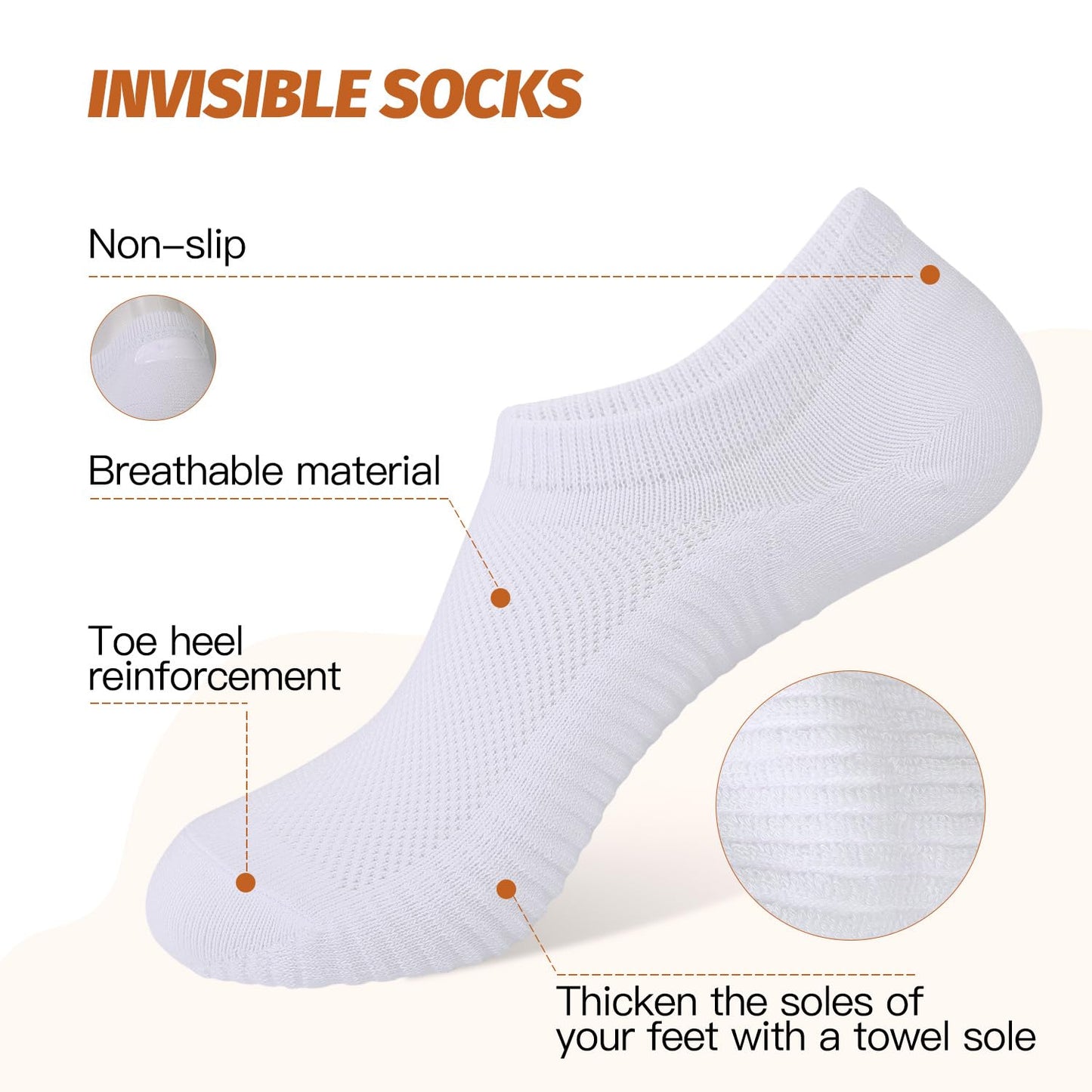 Sneaker Socken Damen 35-38 39-42, Füßlinge Sneakersocken mit Rutschfest Silikon ,Laufsocken Gepolsterte Kurze Socken Unsichtbar (DE/NL/SE/PL, Numerisch, 35, 38, Regular, Regular, Gemischte 6-Paare)