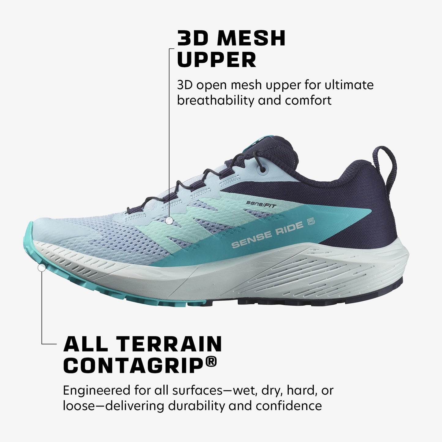 Salomon Damen Sense Ride 5 Weißes Cashmere, Vielseitige Wanderschuhe für Komfort, Ideal für Wandern und Trailrunning bei Outdoor-Abenteuern. 40