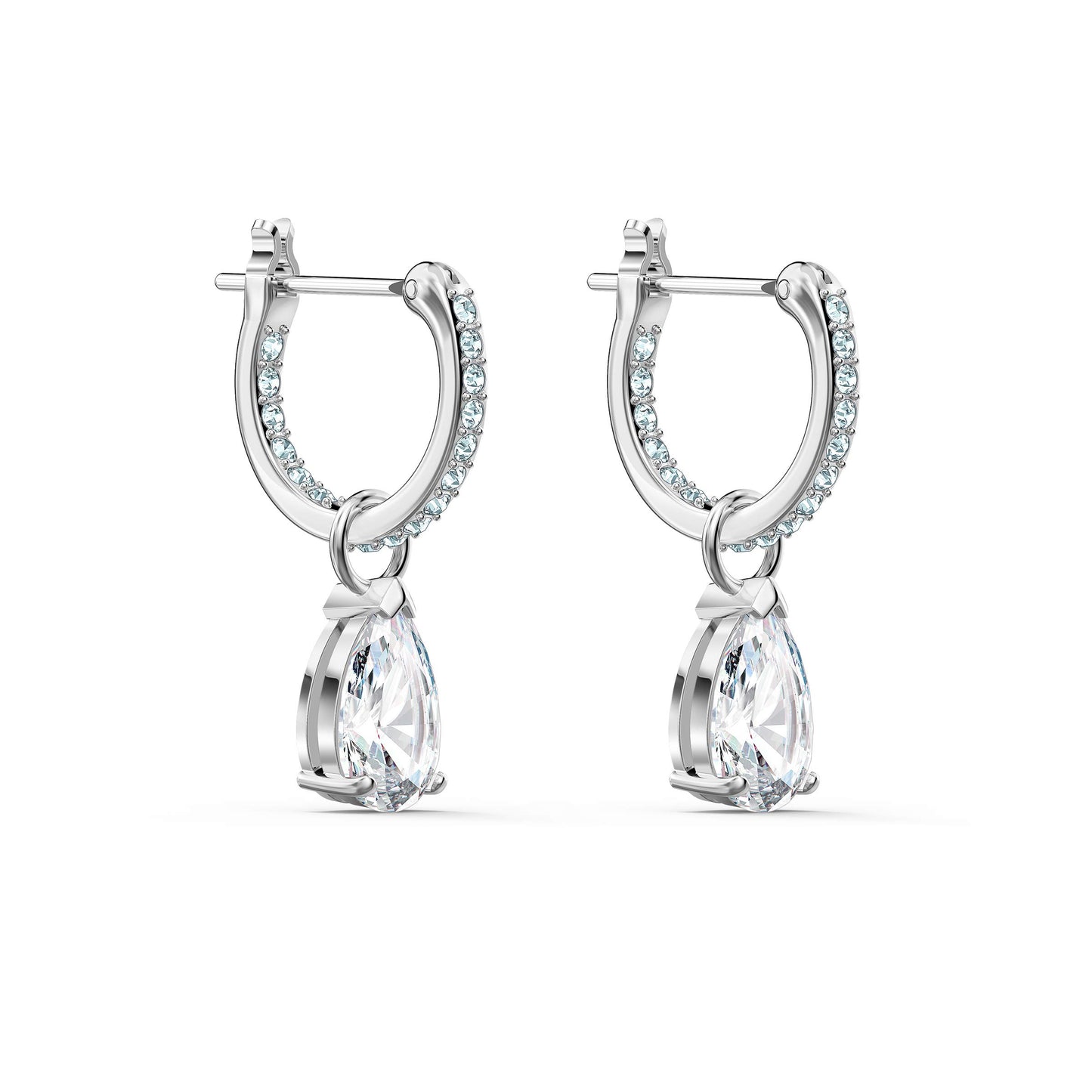 Swarovski Attract Drop-Ohrhänger, Tropfenschliff, Weiß, Rhodiniert