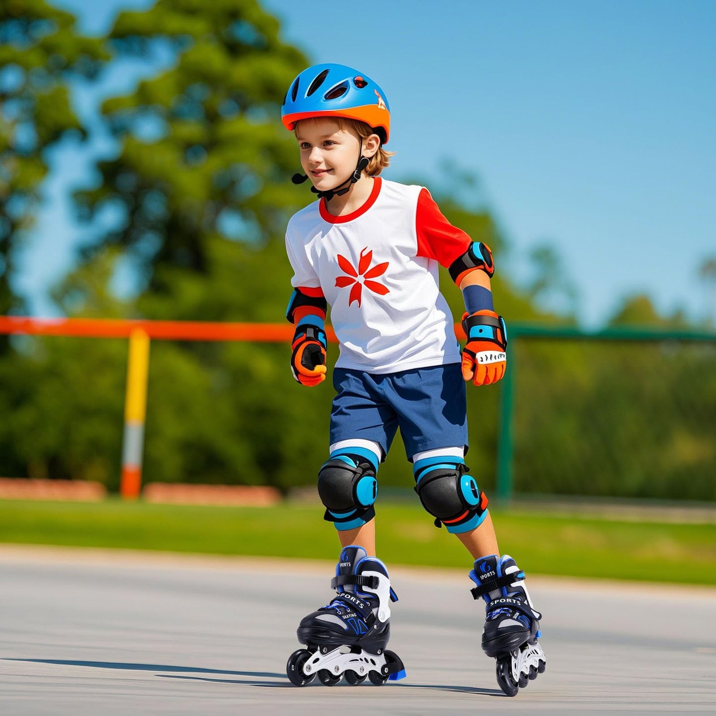 Inline Skates für Kinder Jungen Mädchen Anfänger, 4 Size verstellbare Rollschuhe mit Light Up Rollen. (S (EU28-32)) / (CN 31-34)