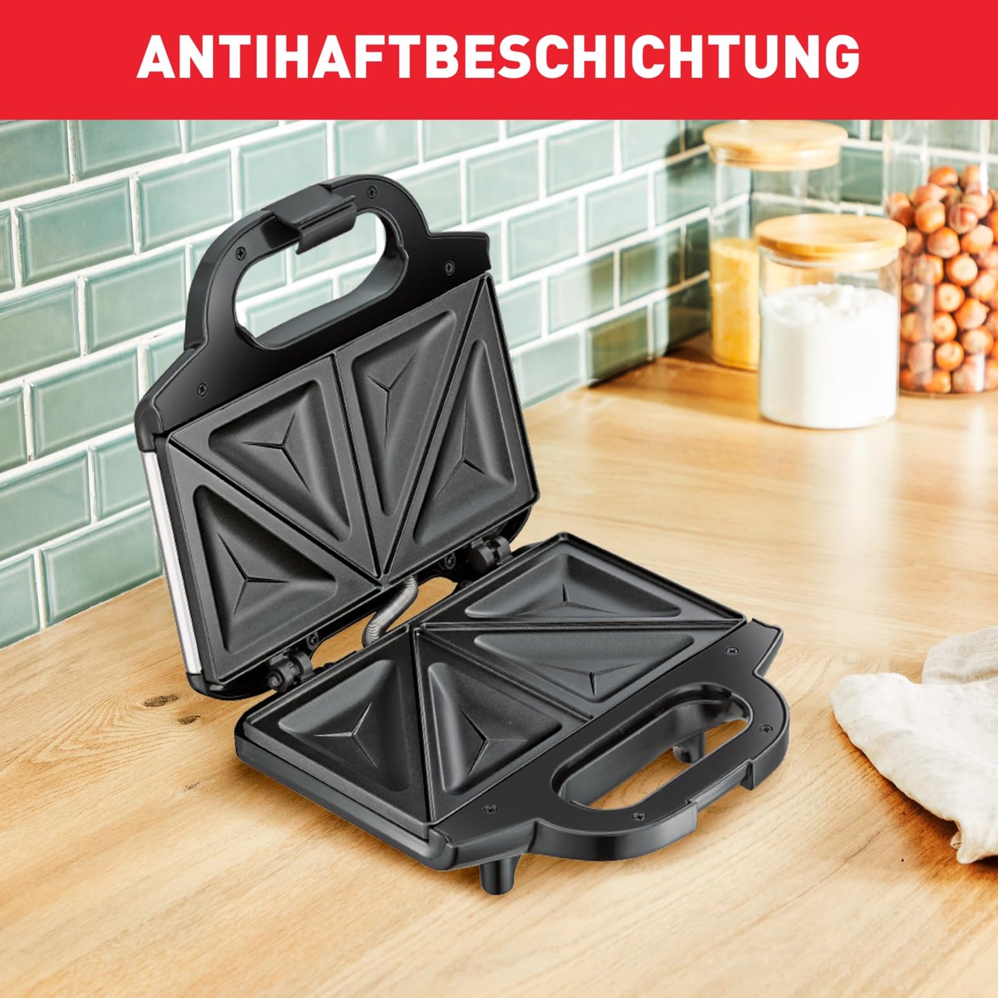 Tefal Ultracompact Sandwichmaker SM1552, für dreieckige Sandwichtoasts, antihaftbeschichtete Platten, leichte Reinigung, kein Anbrennen, 700W, Sandwich-Grill, 26.5 x 12 x 26 cm
