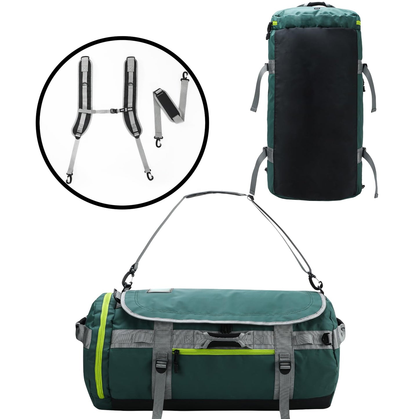 MIER Große Sporttasche wasserdicht Sportrucksack mit Schuhfach umwandelbar in Rucksack, 45L/60L/90L
