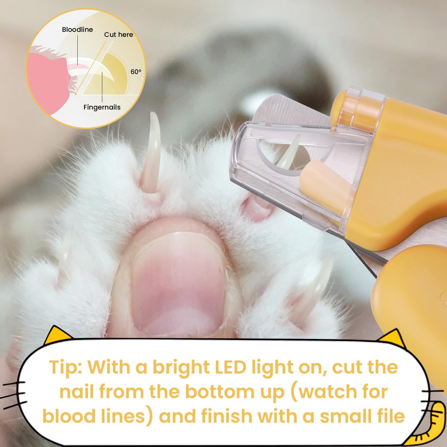 JIZZU Nagelknipser LED für Hunde Katzen, Profi Krallenschere, Nagelknipser für Katzen, krallenschere mit Led, Haustier-Nagelknipser mit Sicherheitsschild, Haustiere Krallenpflege