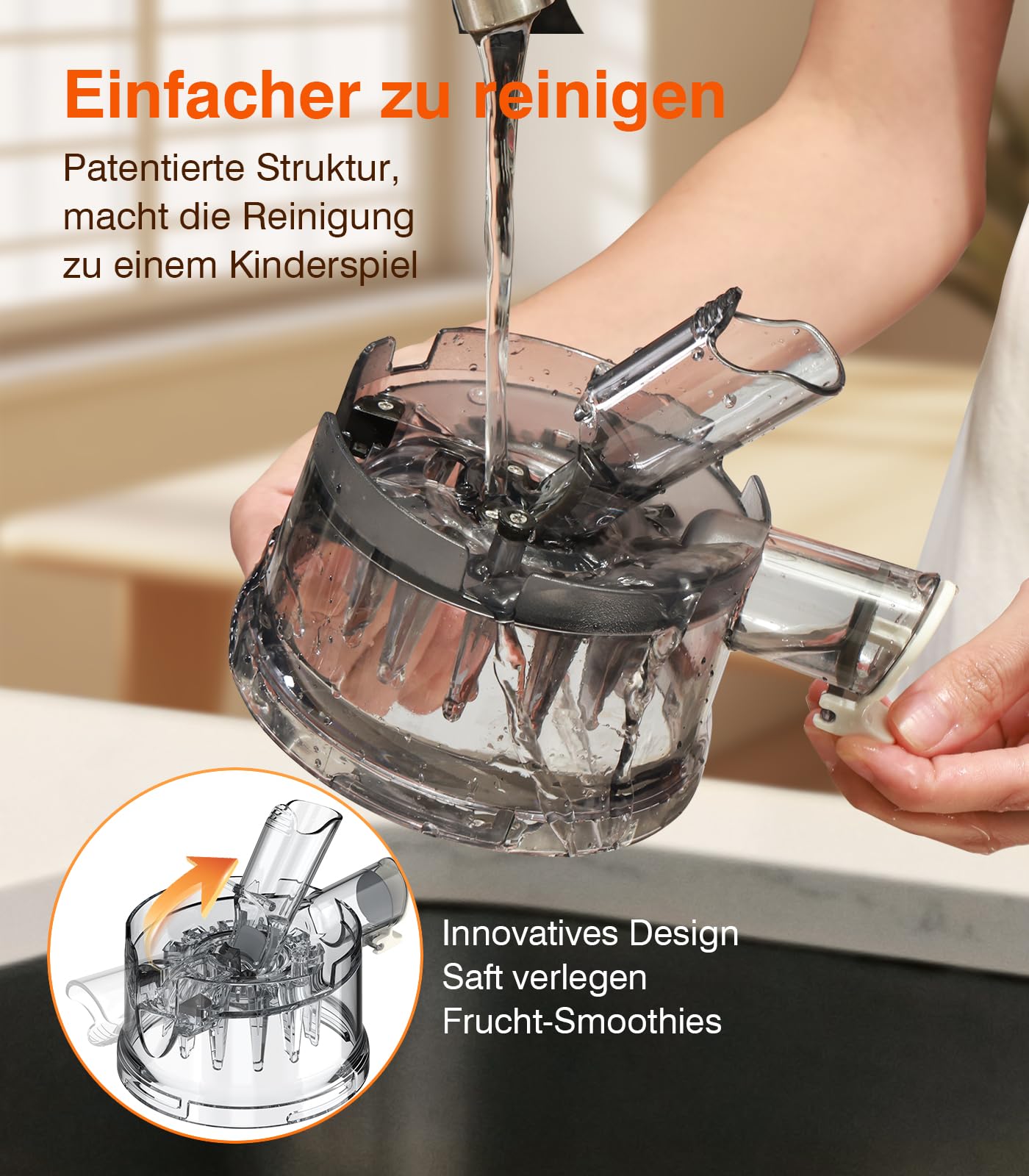 Zasmira Entsafter, Entsafter Slow Juicer mit hohem Drehmoment und 120MM-Einfüllschacht, Kein Vorschneiden entsafter für gemüse und obst, 99,6 % Saftreinheit, 1,5L, REV-Modus, einfacher zu reinigen