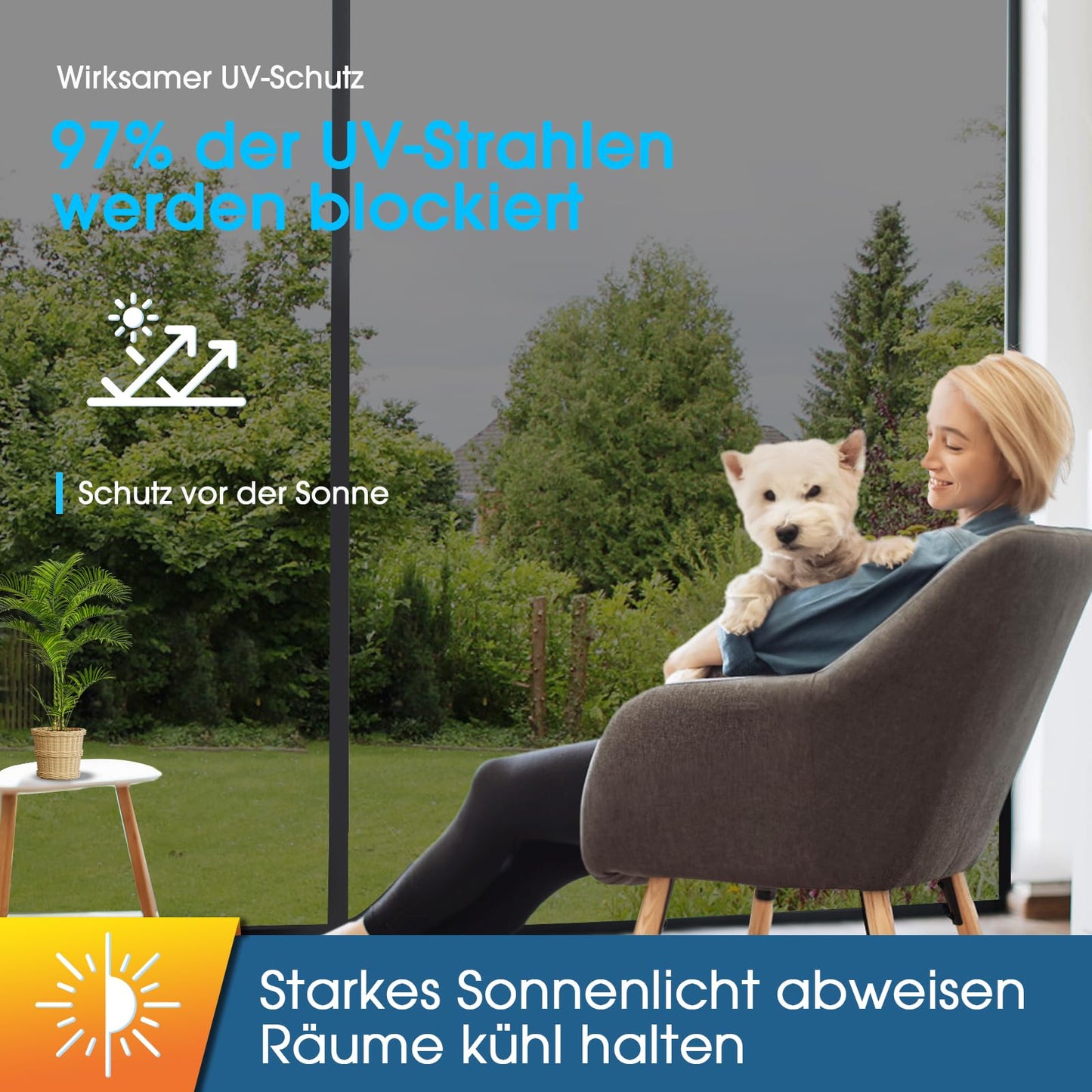 Lifetree Fensterfolie Spiegelfolie Wärmereflektion Selbstklebend Sonnenschutzfolie Wärmegrad Innen & Auße Kontrolle Anti-UV Privatsphäre Glas Fenstertönung Glatt Fensteraufkleber 75 * 300cm Silber