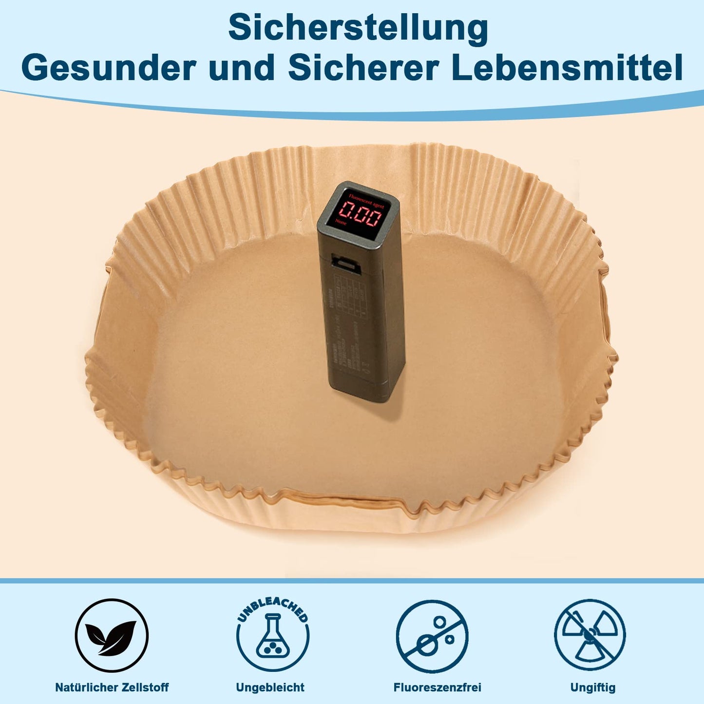 100 Stück Backpapier für Heißluftfritteuse 4,5L-8L, Stone TH 20-24cm Airfryer Backpapier Pergamentpapier Liner Kompatibel mit COSORI Philips Cecotec Midea Russell Hobbs XL XXL Airfryer
