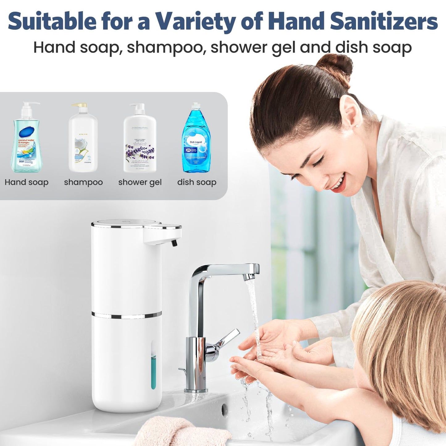 HAPPHOOH Seifenspender Automatisch, 380ml Elektrischer Seifenspender mit Sensor Infrarot, Automatischer Seifenspender Wandmontage, USB Wiederaufladbar, IPX5 Wasserdicht für Küchen,Bad,Schule,Hotel