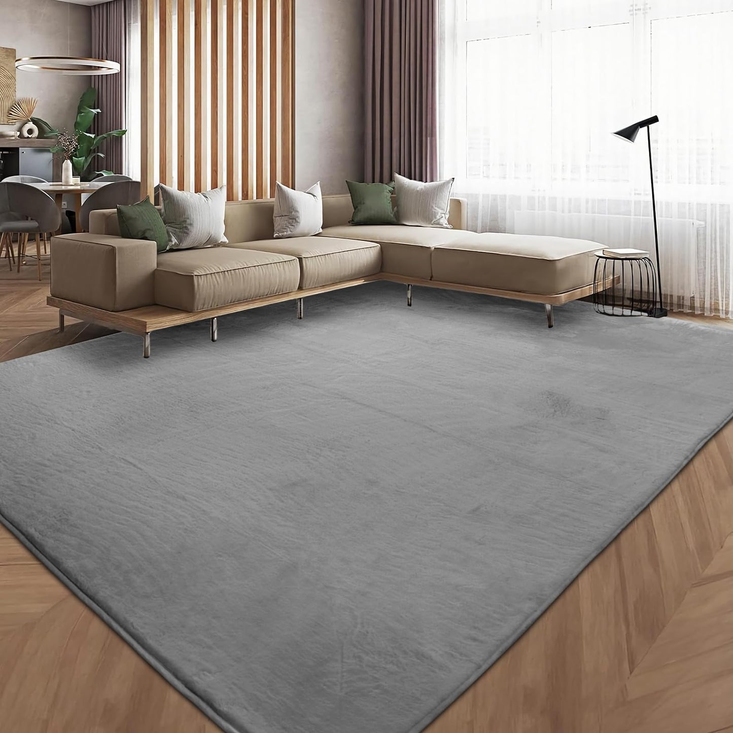 Sour Lemon Weiche Teppich Wohnzimmer, Glatt Teppich aus Kaninchenfell Kurzflor rutschfest, Modern Anti-Rutsch Carpet für Schlafzimmer, Luxuriöse Raumdekoration, Flauschiger Teppichbereich 160x230cm