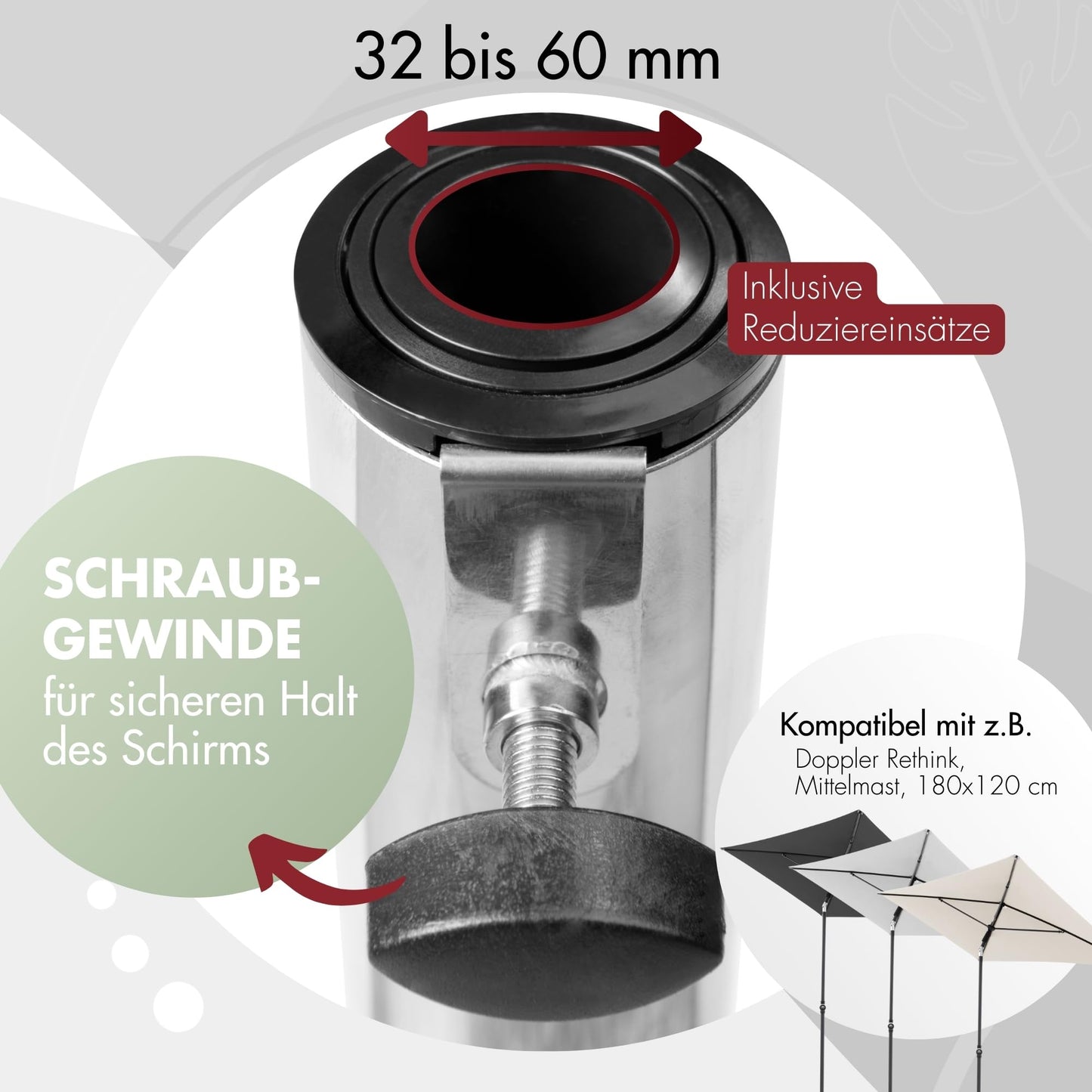 Doppler Granitsockel 25kg I Schirmständer mit Griff-Mulde für Transport I Sonnenschirmständer für Sonnenschirme mit max. 200cm Schirmdurchmesser & 2,5-4,8cm Rohrdurchmesser