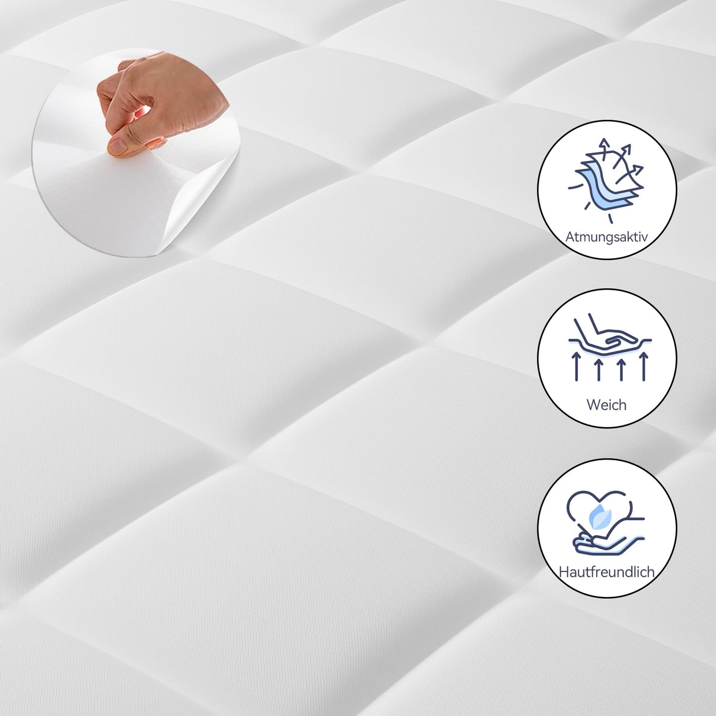 ELEMUSE Matratzen Topper 160x200cm, H4 Hart Gel Topper mit Waschbarem Flauschigem Bezug und Gelschaum, 7CM Höhe Weicher und Bequemer Matratzentopper für Boxspringbett und Unbequeme Betten Schlafsofa
