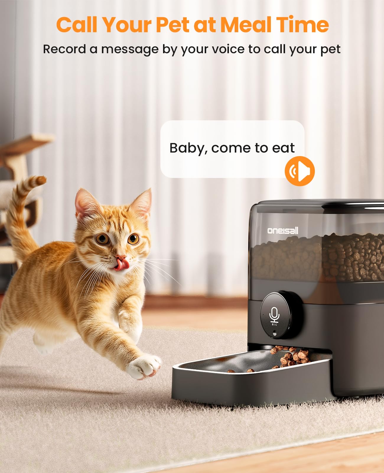 oneisall 3L Futterautomat Katze Kabellos, Katzenfutter Automat, 2.4G WiFi, APP-Steuerung, 100 Tage Lithium-Batterielaufzeit, 1-10 Mahlzeiten/Tag, Futterspender für Katze, mit 304 Edelstahlnapf