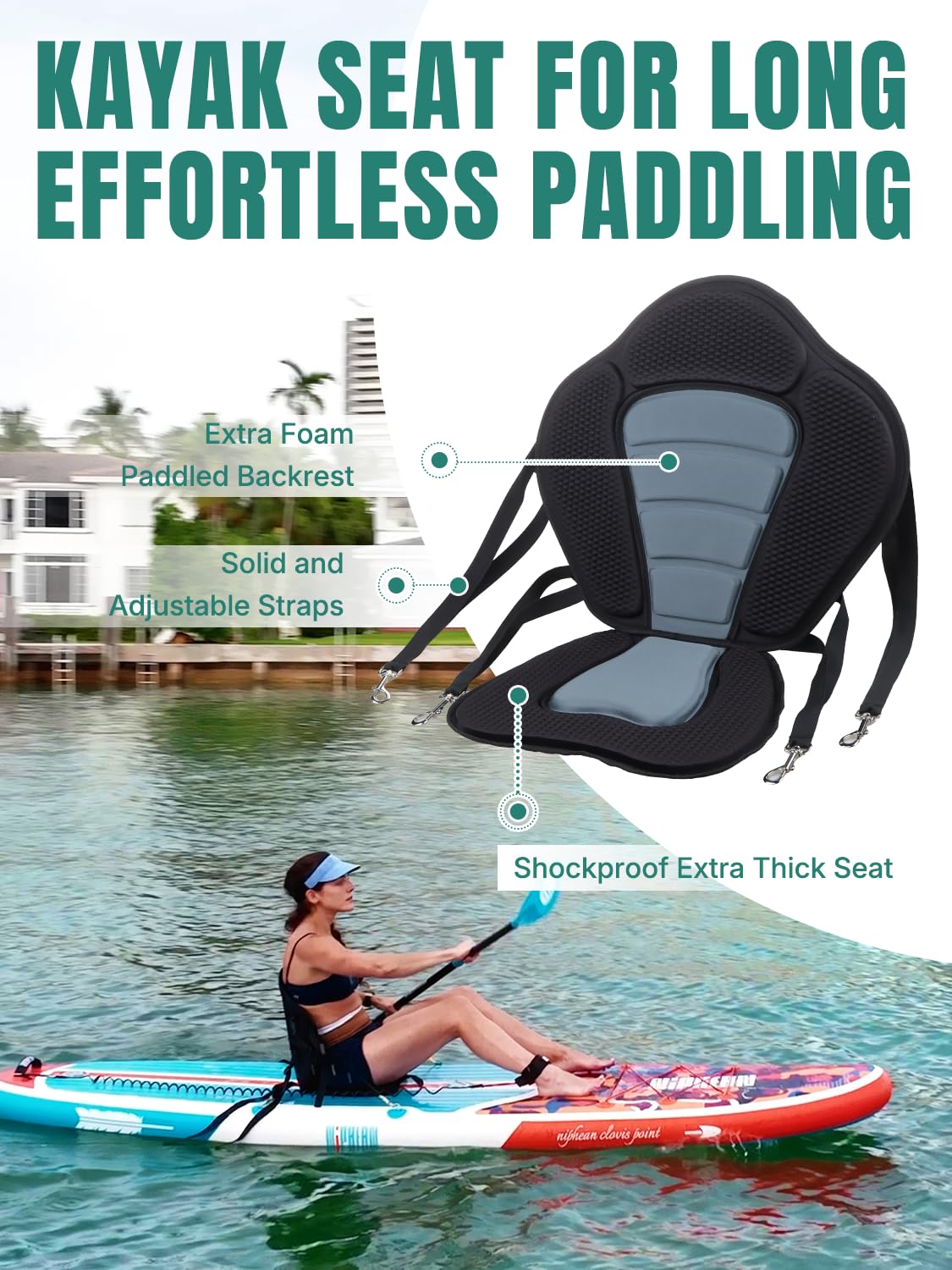 Niphean Stand up Paddle Board for Adults mit Allem Zubehör, 320cm Haltbar Paddleboard für Aller Fähigkeitsniveaus, SUP mit 200kg Tragkraft für 2 Personen, Stand up Paddling Board mit Sitz