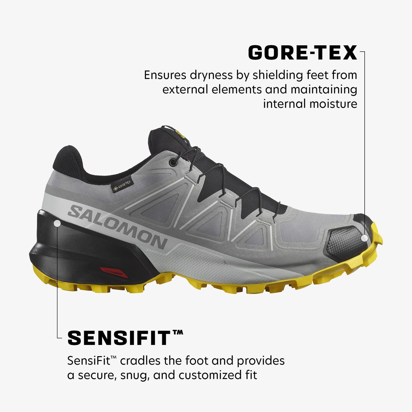 Salomon Herren Speedcross Gore-tex Trailrunning-Schuhe, Sharkskin Black Lemon, 43 1/3 EU