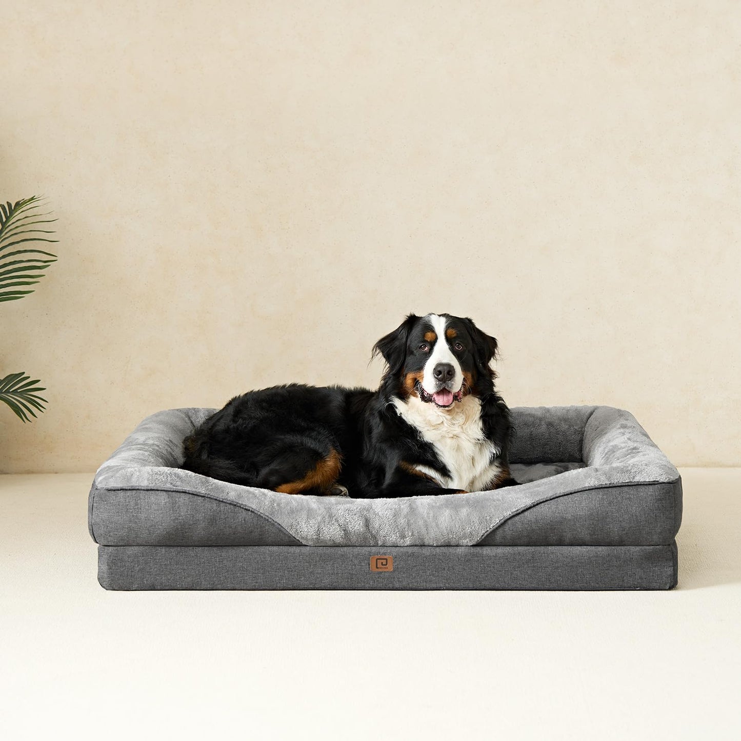 EHEYCIGA Orthopädisches Hundebett Grosse Hunde, Memory Foam Waschbar und Wasserdicht Hundekorb mit 4 Rändern, Hundesofa Hundecouch rutschfest, Grau, 106.5x76x18.5 cm