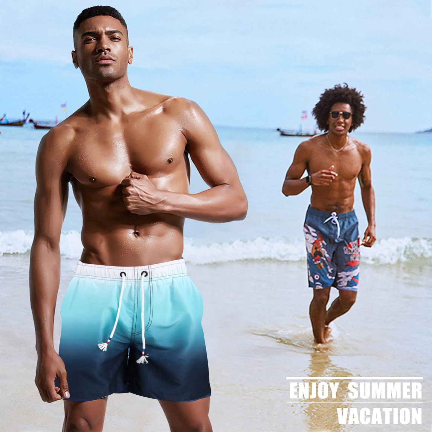 Danfiki Herren Badehose Schnelltrocknend Badeshorts Kurzen Strandhose Sporthose Schwimmhose mit Meshfutter