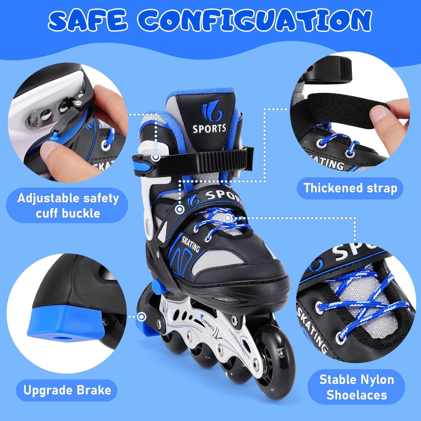Inline Skates für Kinder Jungen Mädchen Anfänger, 4 Size verstellbare Rollschuhe mit Light Up Rollen. (S (EU28-32)) / (CN 31-34)