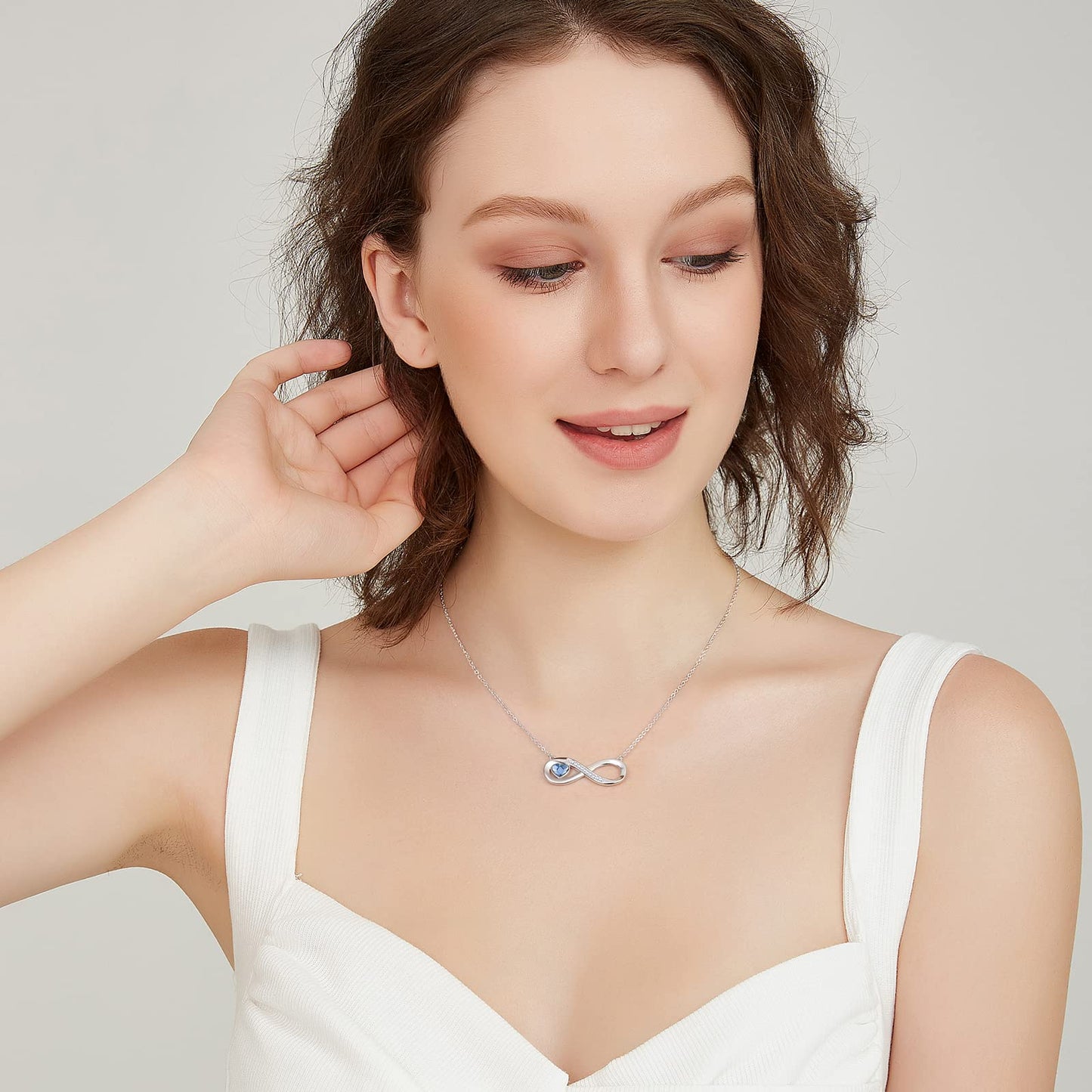 LOUISA SECRET Kette Damen Infinity Herz Halskette 925 Sterling Silberr or Messing mit Rose Gold, Kristall Ketten Anhänger mit Zirkonia, Geburtstag Valentinstag Weihnachten Muttertag Schmuck Geschenke