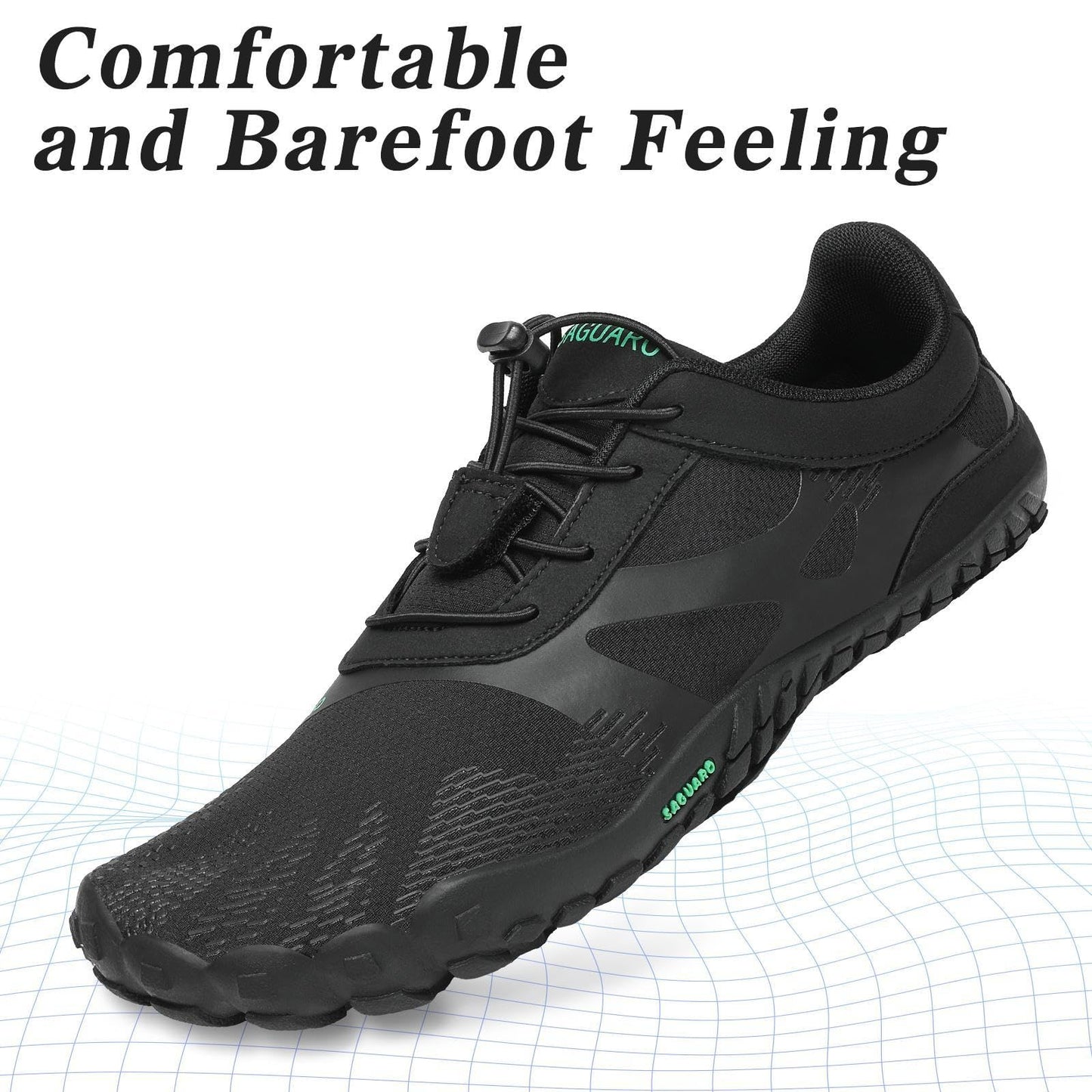 SAGUARO Barfußschuhe Herren Damen Traillaufschuhe Outdoor & Indoor Training Fitnessschuhe Wander Wald Strand Straße Laufschuhe Walkingschuhe Schnell Trocknend Badeschuhe, Öl Schwarz, 42 EU