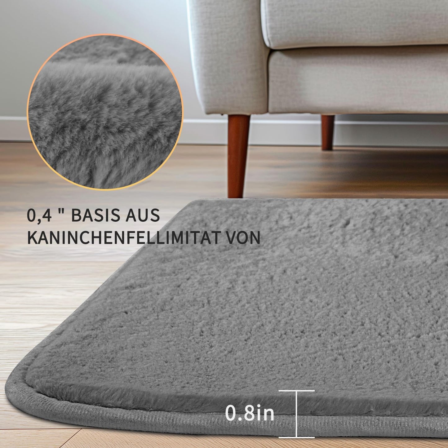 Sour Lemon Weiche Teppich Wohnzimmer, Glatt Teppich aus Kaninchenfell Kurzflor rutschfest, Modern Anti-Rutsch Carpet für Schlafzimmer, Luxuriöse Raumdekoration, Flauschiger Teppichbereich 160x230cm