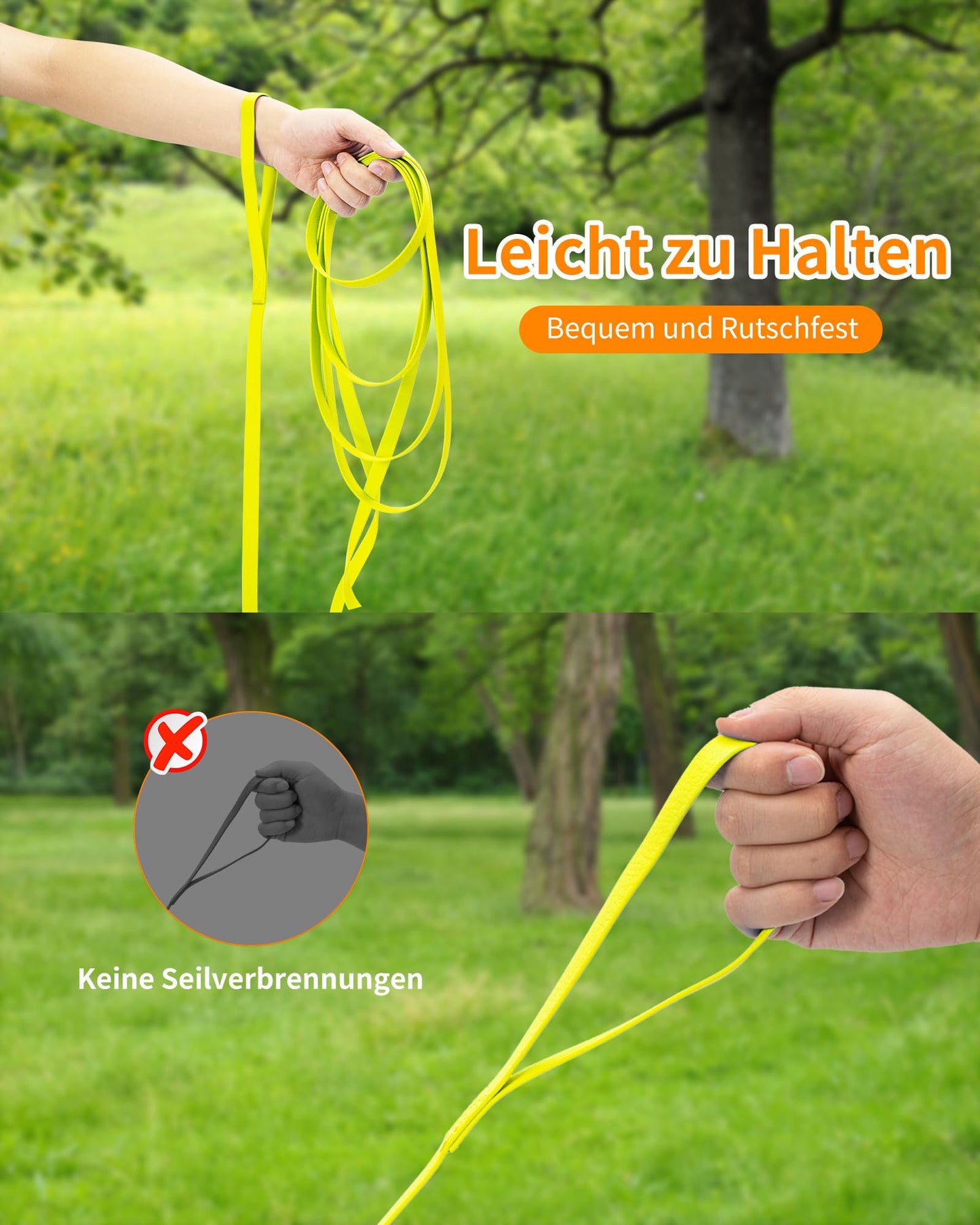 Toozey Wasserdicht Schleppleine für Hunde, 5m/10m/15m/20m - Robuste & Reißfeste Hundeleine mit Handschlaufe und Karabiner, Wetterfest Trainingsleine für Große bis Kleine Hunde, Neon Gelb