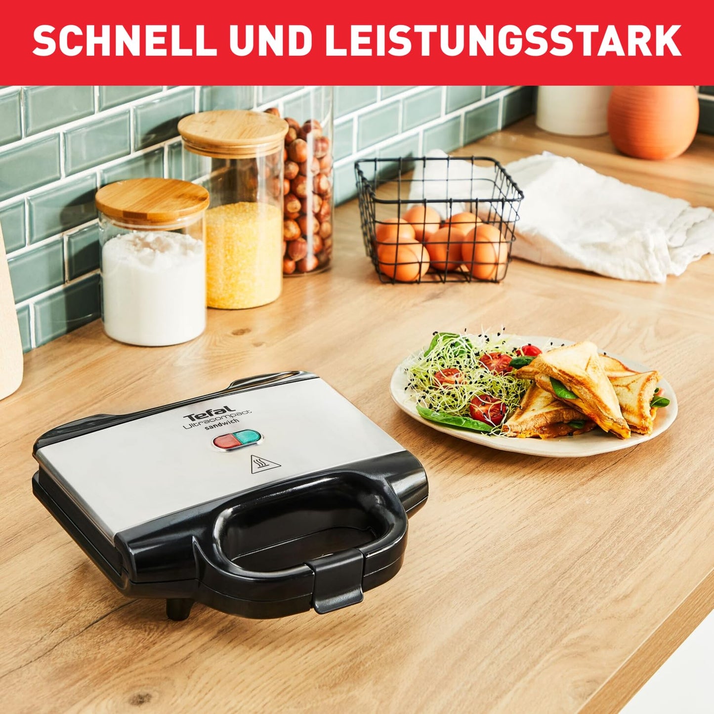 Tefal Ultracompact Sandwichmaker SM1552, für dreieckige Sandwichtoasts, antihaftbeschichtete Platten, leichte Reinigung, kein Anbrennen, 700W, Sandwich-Grill, 26.5 x 12 x 26 cm