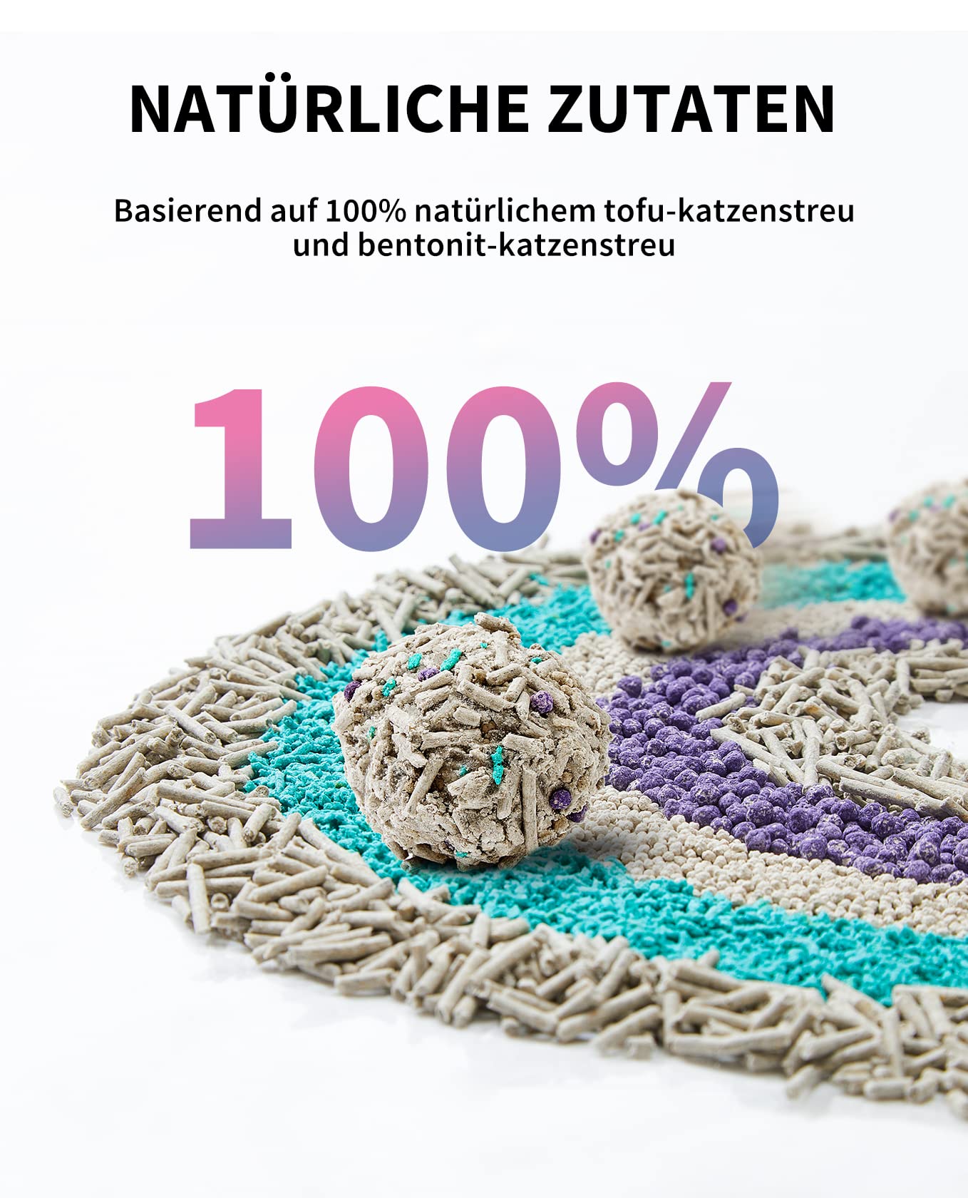 PETKIT 5 in 1 Gemischtes Katzenstreu, Spülbar, Geruchsfrei, Aktivkohle, Extrem Saugfähig und Schnell Trocknend Tofu-Katzenstreu(Zwei Taschen)