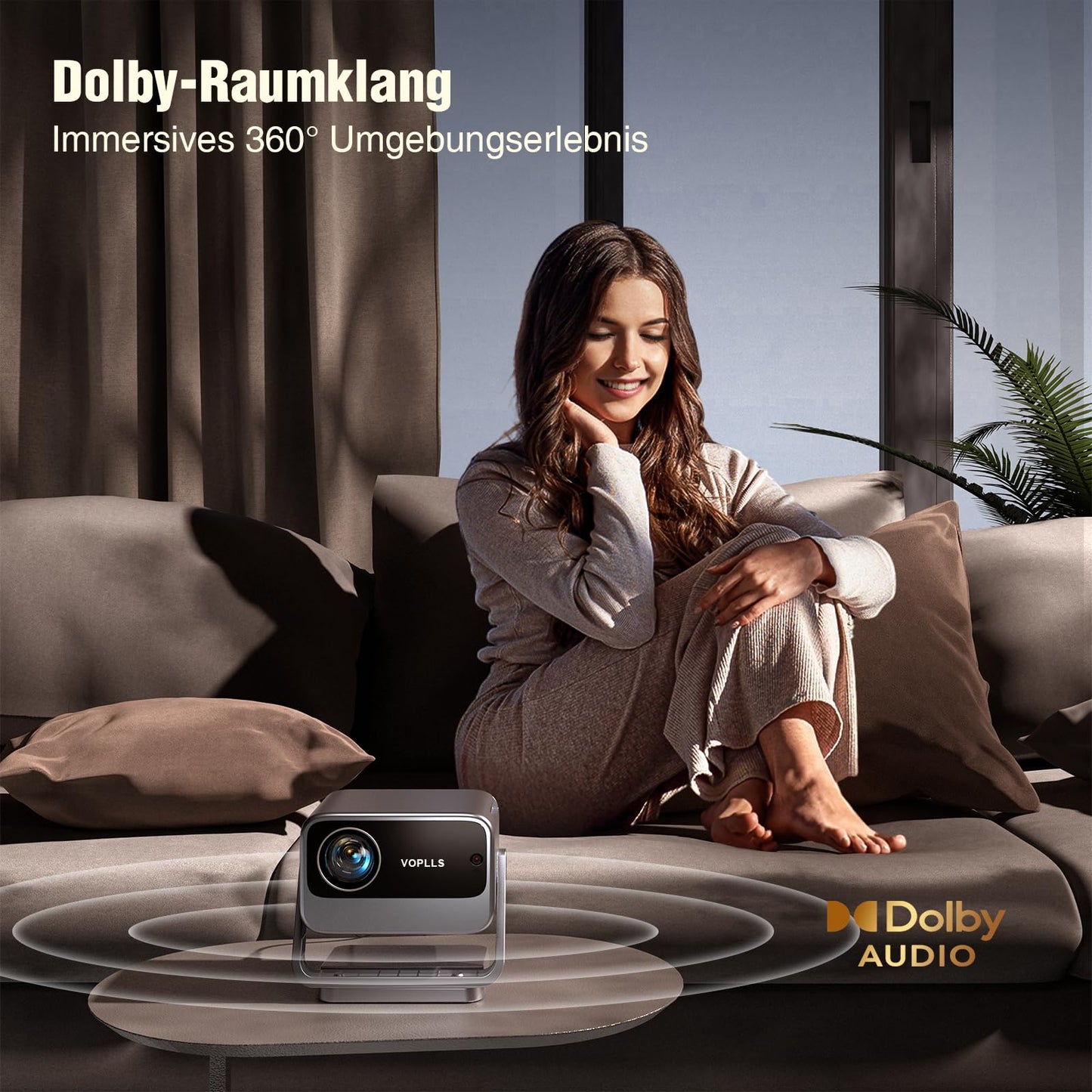 Smart Beamer【Netflix Official & Dolby Audio】 VOPLLS Autofokus/Trapezkorrektur 28000 Lumen Beamer 4K Unterstützt, WiFi6 Bluetooth Full HD 1080P Video Beamer Heimkino/Outdoor Projektor für Handy/Laptop