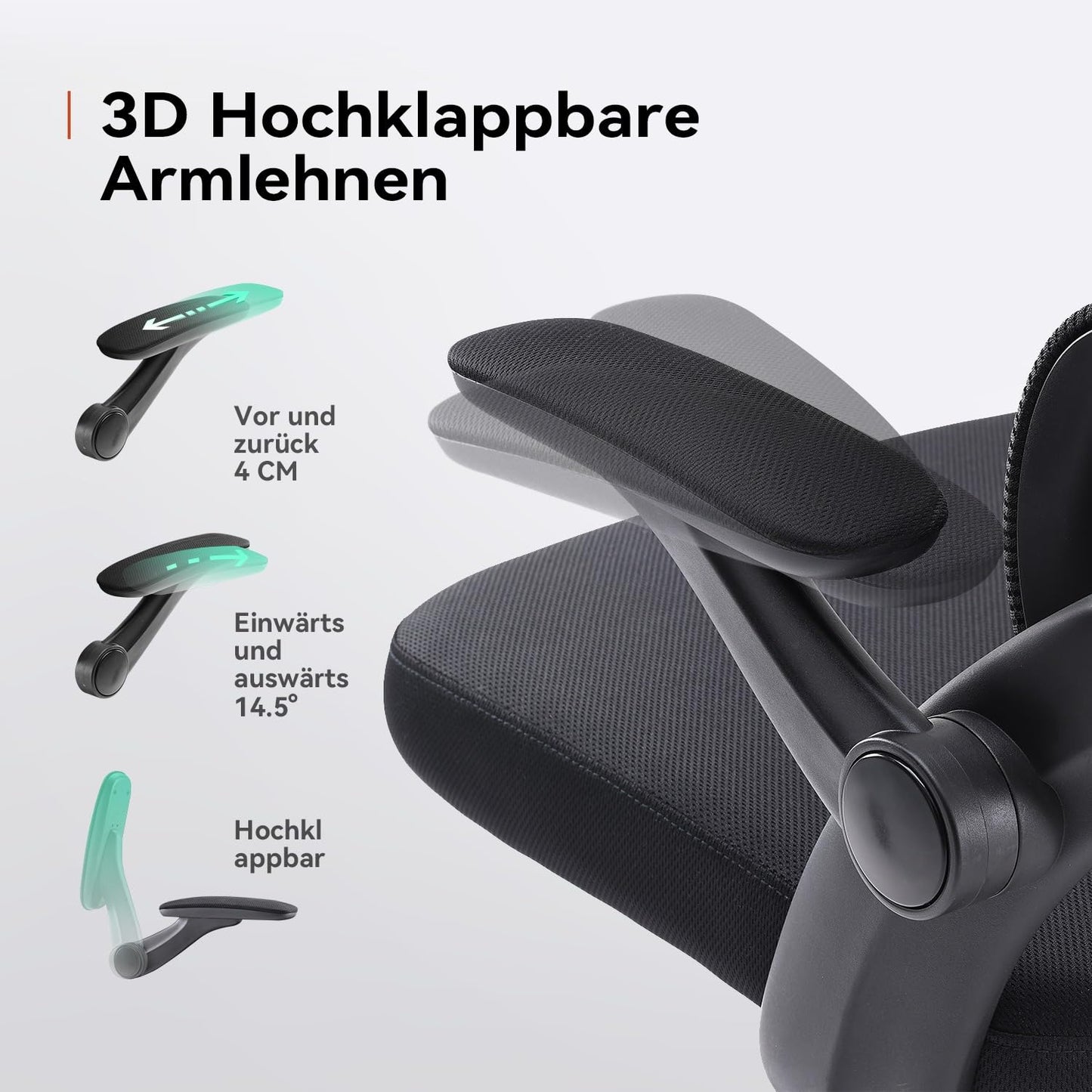 SIHOO M102C Bürostuhl Ergonomisch Schreibtischstuhl, Drehstuhl mit 3D-Armlehnen, Hohe Rückenlehne Lendenwirbelstütze Nach Oben und Unten, Höhenverstellung und Wippfunktion Schwarz