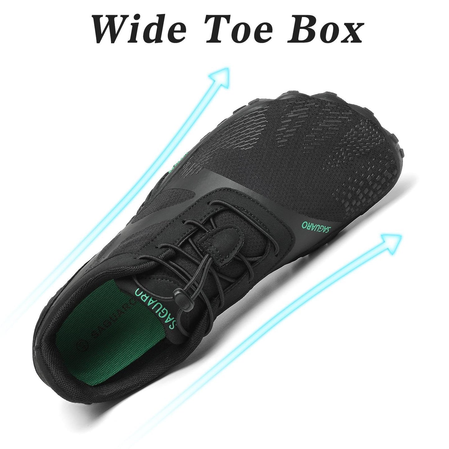 SAGUARO Barfußschuhe Herren Damen Traillaufschuhe Outdoor & Indoor Training Fitnessschuhe Wander Wald Strand Straße Laufschuhe Walkingschuhe Schnell Trocknend Badeschuhe, Öl Schwarz, 42 EU