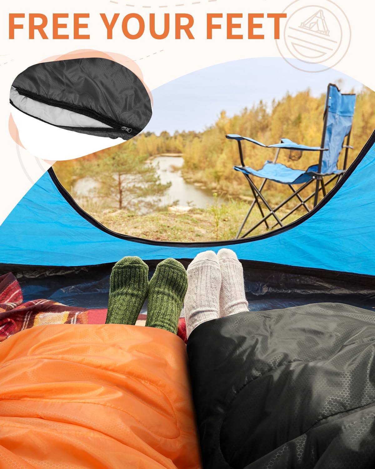 Schlafsack Outdoor - Sportneer Schlafsack Erwachsene und Kinder - Schlafsack Winter, Schlafsäcke, Camping Sleeping Bag Deckenschlafsack Leicht Tragbar für Camping Wandern Rucksackreisen