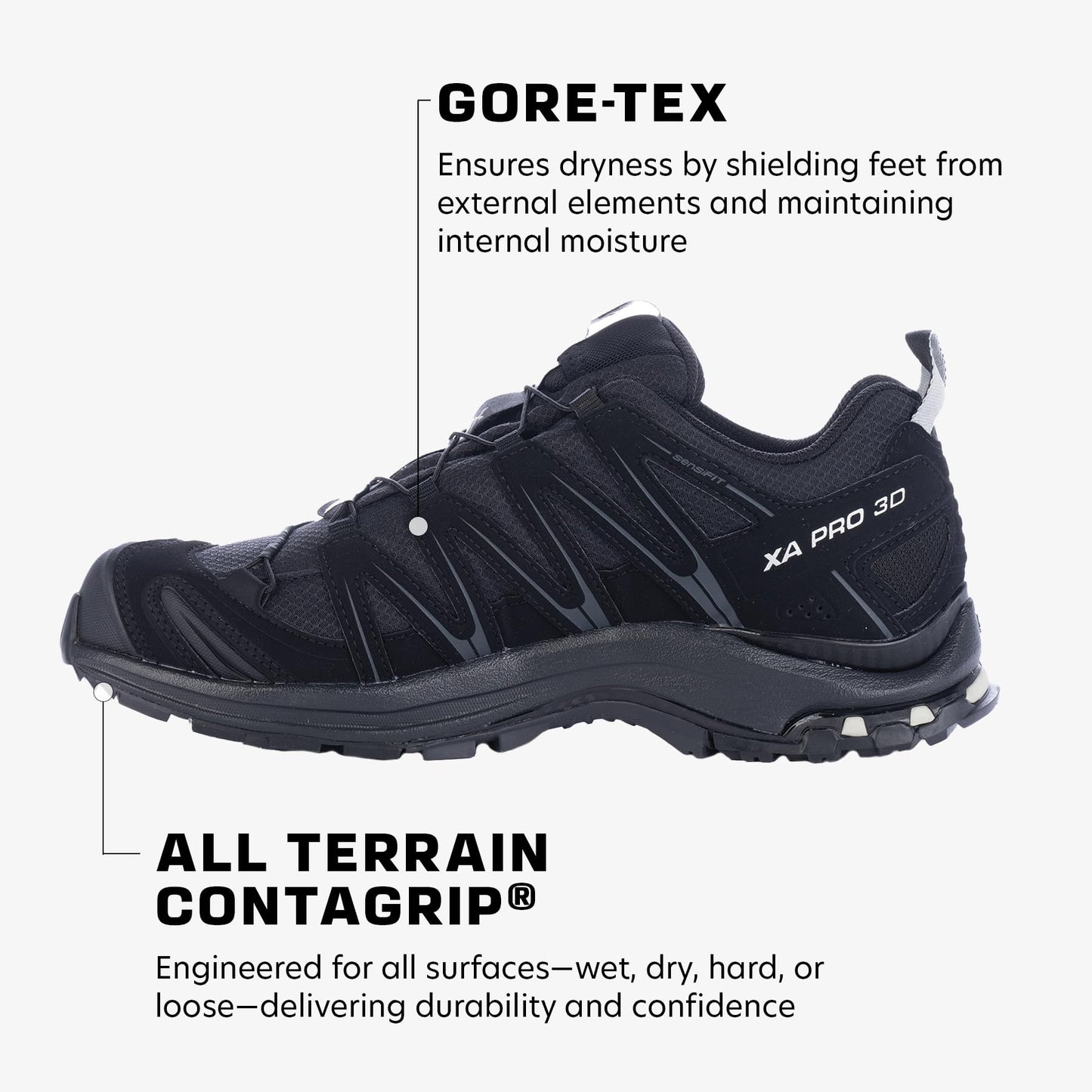 Salomon Damen Xa Pro 3d Gore-tex Traillaufschuhe, Black Black Mineral Grey, 39 1/3 EU