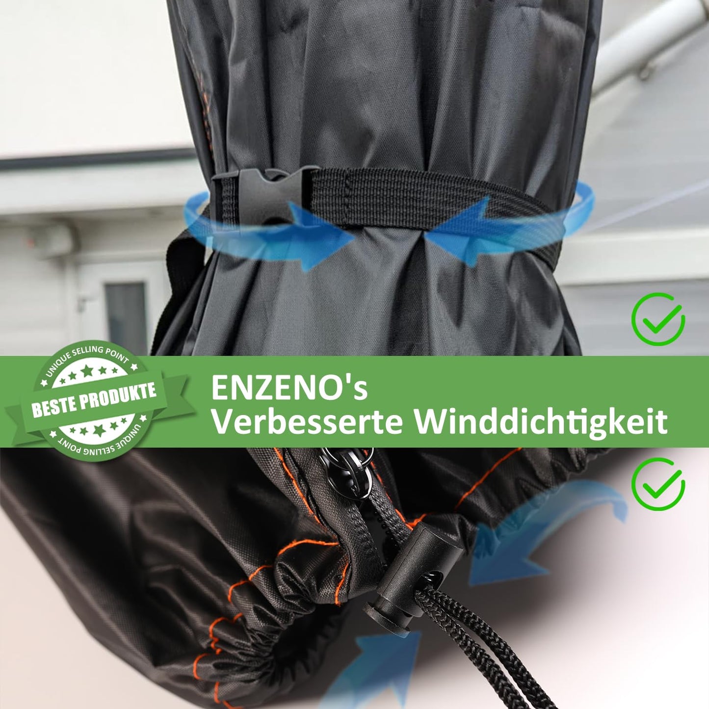 Enzeno Ampelschirm Schutzhülle,bis Ø 3m mit Stab,Sonnenschirm Abdeckung Ampelschirmhülle,Abdeckhauben Marktschirm haube mit Wasserdicht Reißverschluss(265x40/70/50cm)
