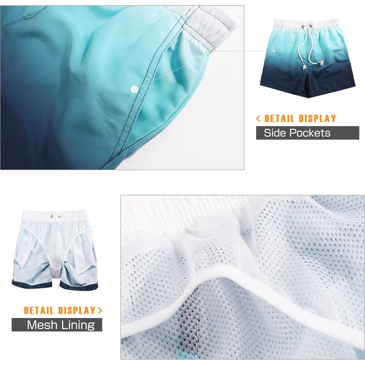 Danfiki Herren Badehose Schnelltrocknend Badeshorts Kurzen Strandhose Sporthose Schwimmhose mit Meshfutter