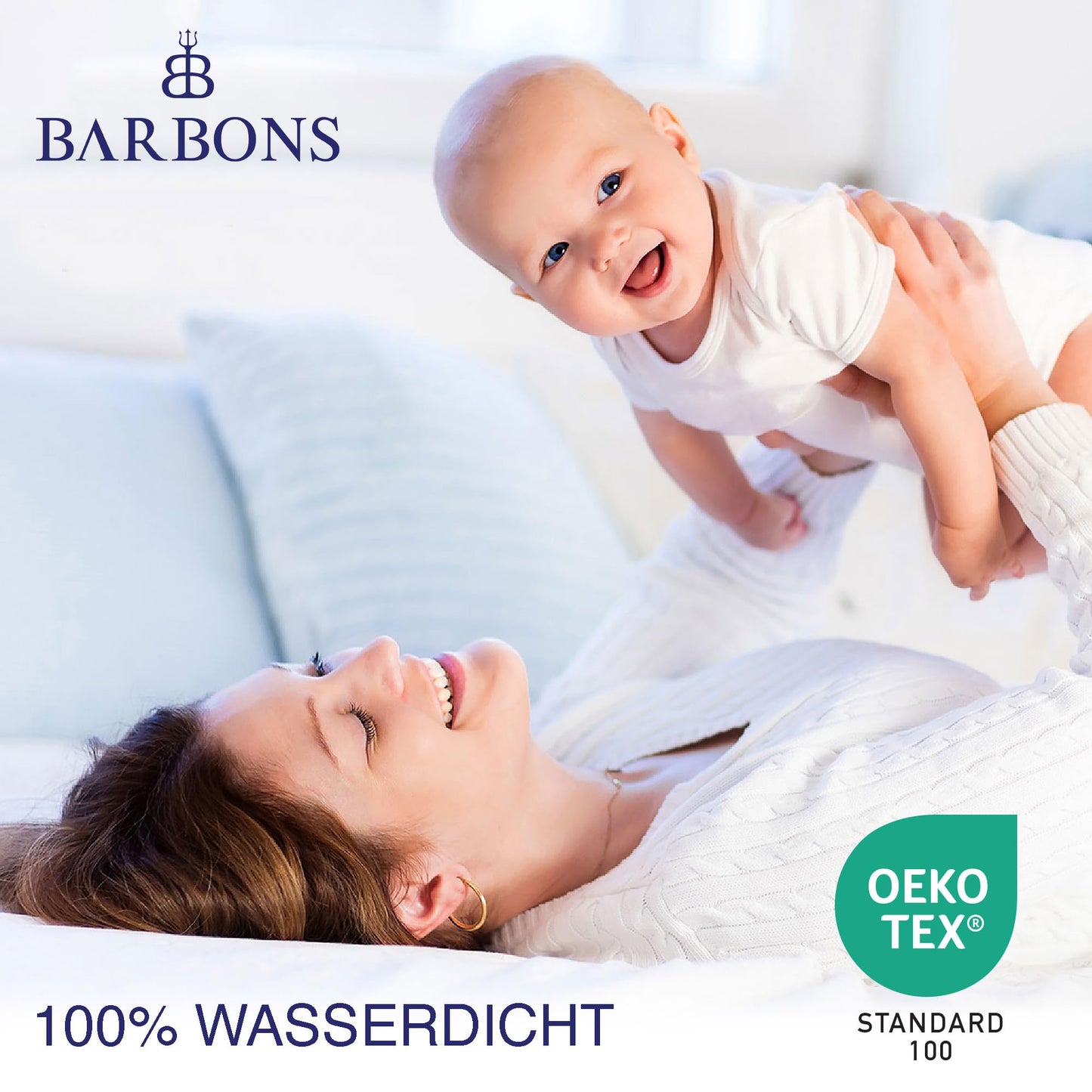 BARBONS Matratzenschoner 180x200 - Oeko-TEX Zertifiziert Matratzenschutz wasserdichte Matratzenauflage Inkontinenzunterlage waschbar Nässeschutz Atmungsaktiv (180x200cm)