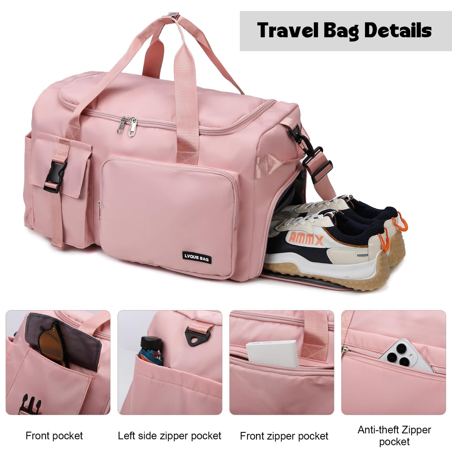 Suweir Sporttasche Damen Herren 42L Reisetasche mit Schuhfach Nassfach Wasserdicht Trainingstasche Travel Duffle Bag mit Rucksack Weekender Schwimmtasche Fitnesstasche für Reisen, Fitness, Sport