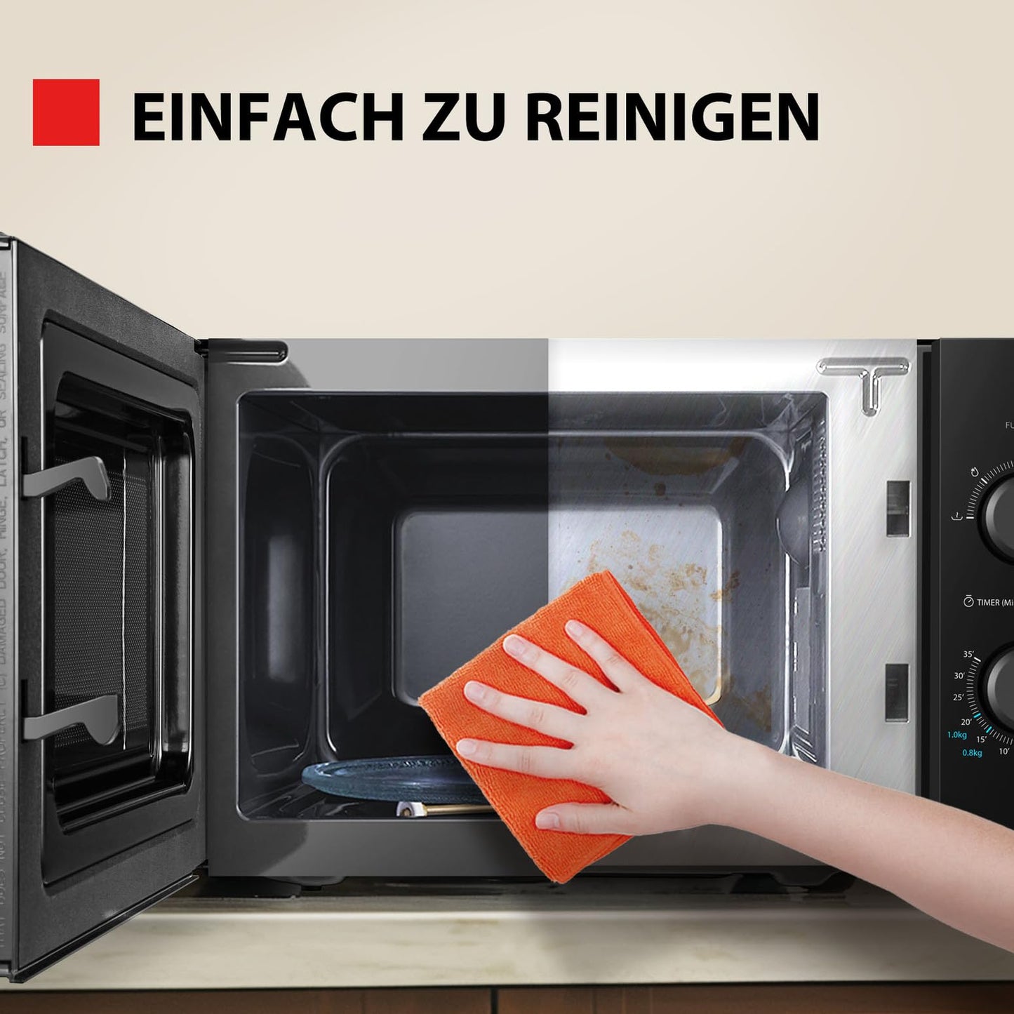 Toshiba MW2-MM20PF(BK) Freistehend Mikrowelle/Solo-Mikrowelle / 20L / 800W / 5 Leistungsstufen mit praktischer Auftaufunktion/LED-Beleuchtung im Innenraum/Schwarz