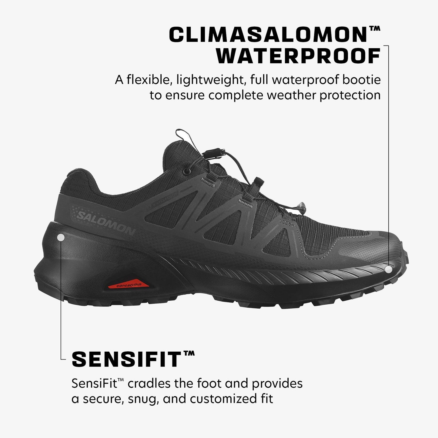Salomon Speedcross Peak Climasalomon wasserdichte Herren Trail-Laufschuhe, Outdoor-bereit, Geländegängiger Schutz , Aktiver Grip, Black, 44 2/3