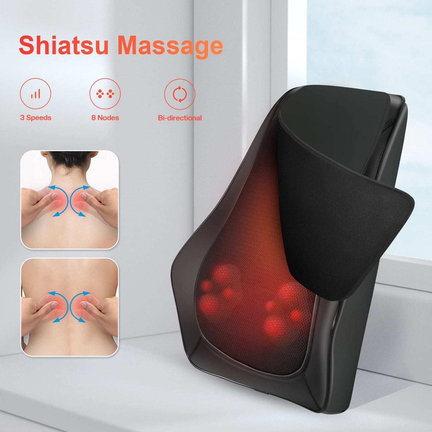 COMFIER Massagegerät, Nackenmassagegerät mit Wärme, Shiatsu Rückenmassagegerät mit 4D Knetköpfen, Massagekissen für Schulter, Rücken, Beine, Geschenke für Männer Frauen