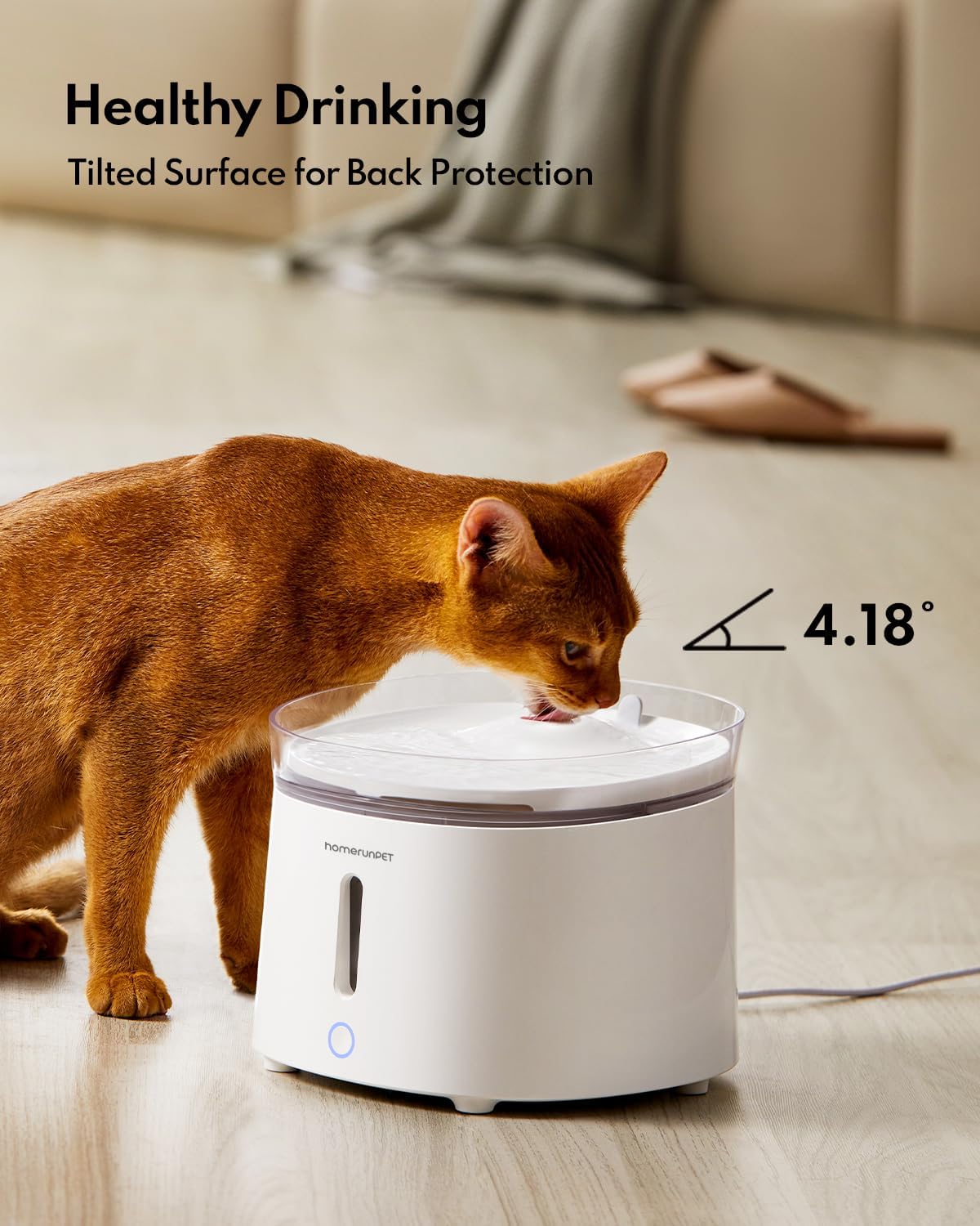 Homerunpet Katzenbrunnen mit Super leiser Kabelloser Pumpe, BPA-freier Trinkbrunnen für Katze, Leicht zu Reinigender Wasserbrunnen mit Smart LED und Aktivkohlefilter, Leicht Nachzufüllen, 2L