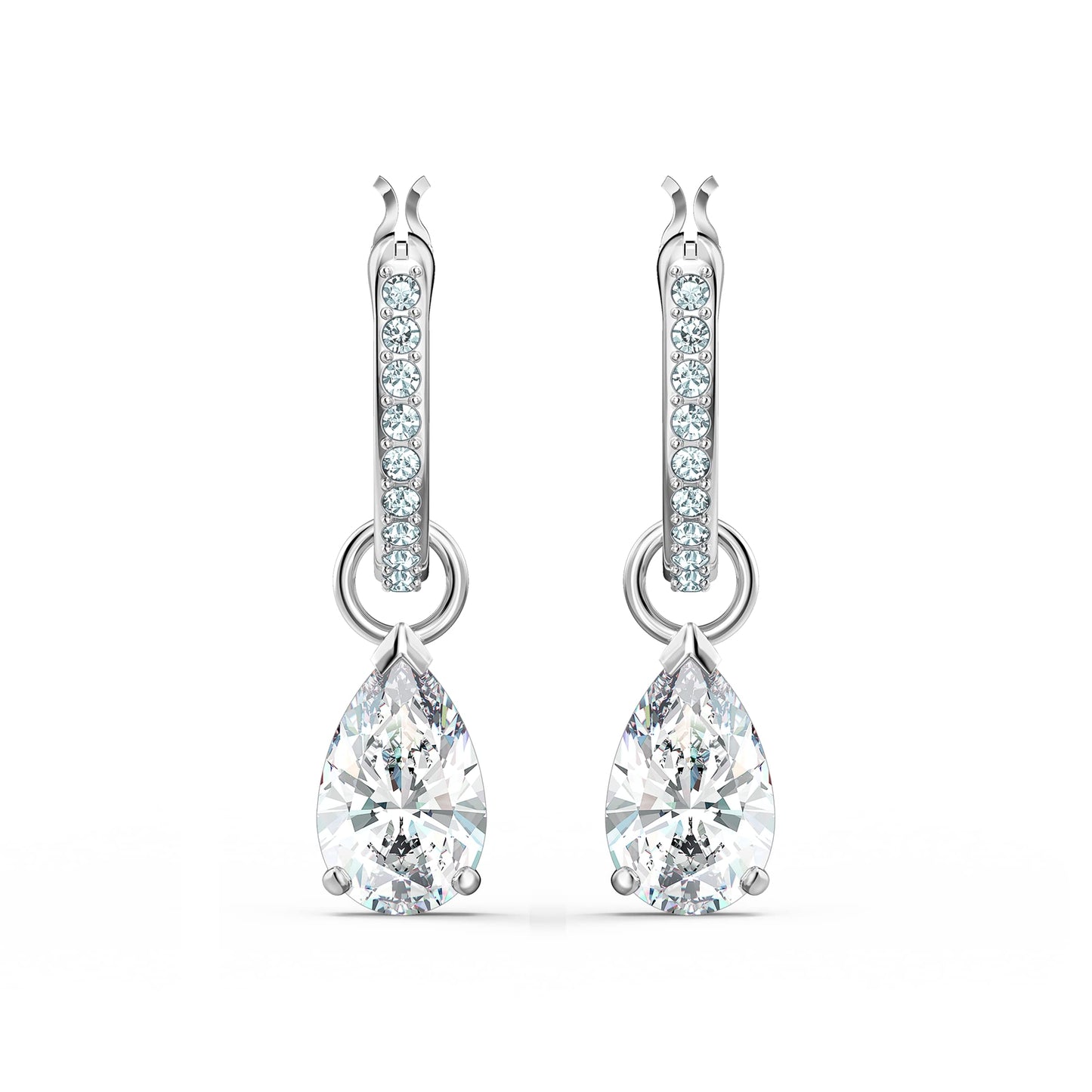 Swarovski Attract Drop-Ohrhänger, Tropfenschliff, Weiß, Rhodiniert