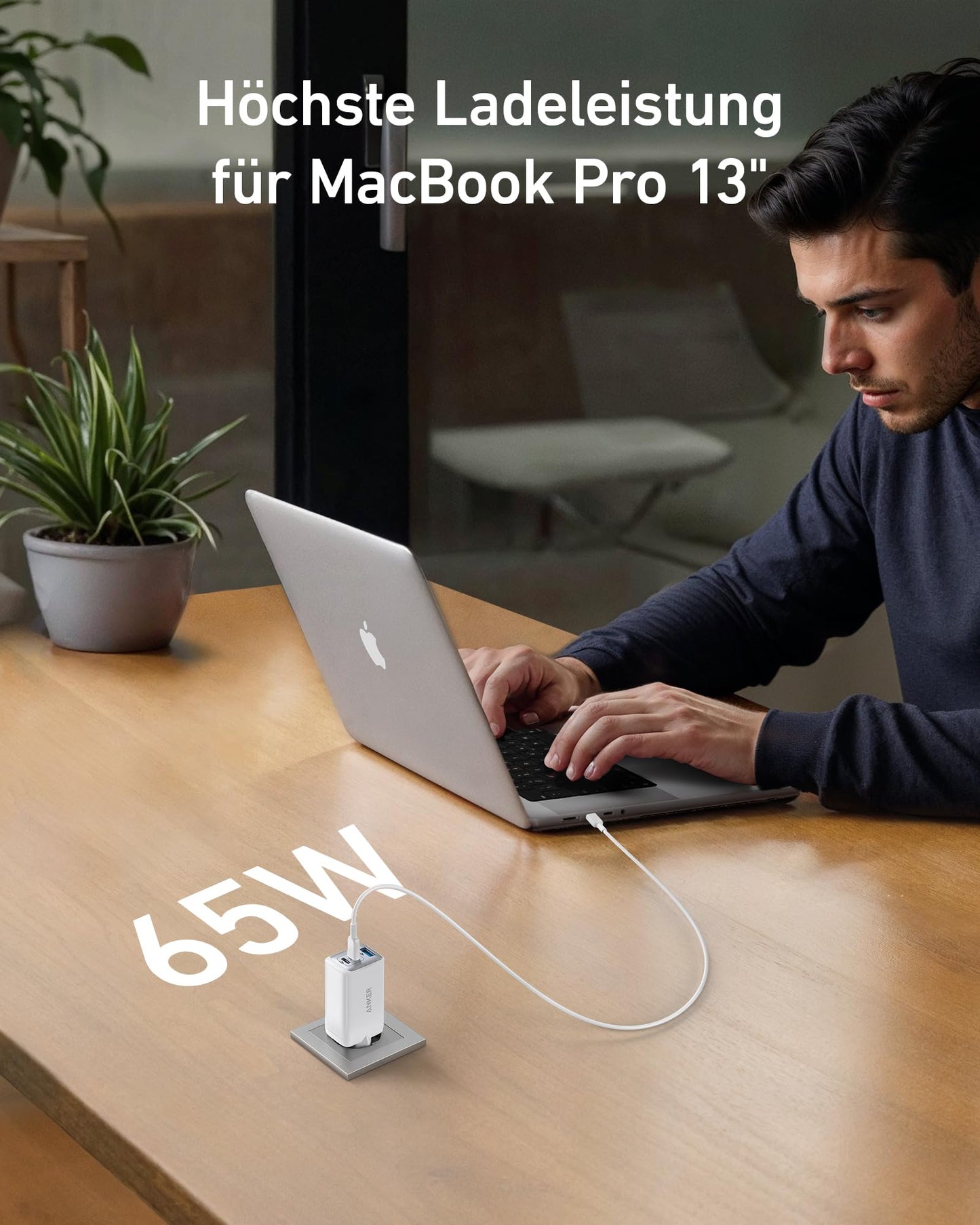 Anker USB C Ladegerät (Nano II 65W) Pod 3-Port PPS Schnellladegerät, iPad Ladegerät, Kompaktes USB-C Netzteil für MacBook Pro, iPad Pro, Galaxy S20, Dell XPS 13, Note 20, iPhone 16/15, Pixel