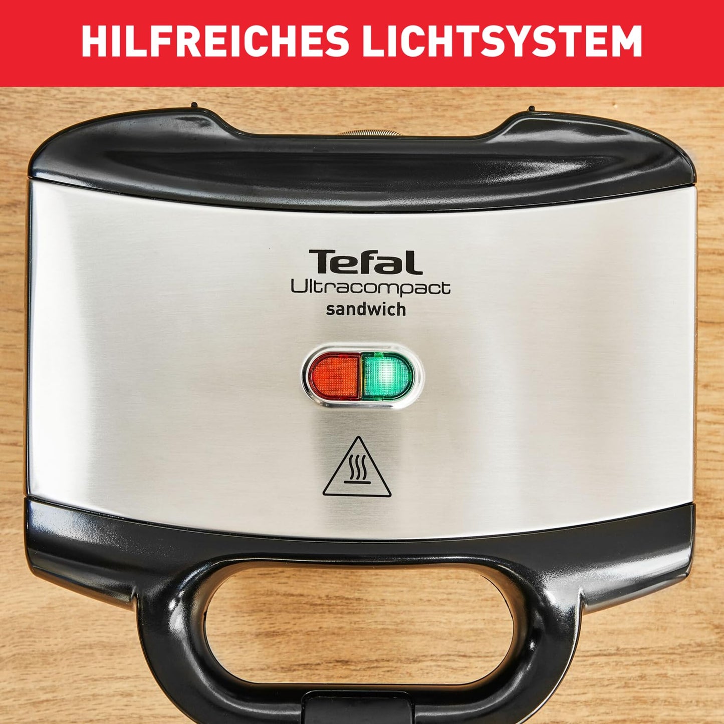 Tefal Ultracompact Sandwichmaker SM1552, für dreieckige Sandwichtoasts, antihaftbeschichtete Platten, leichte Reinigung, kein Anbrennen, 700W, Sandwich-Grill, 26.5 x 12 x 26 cm